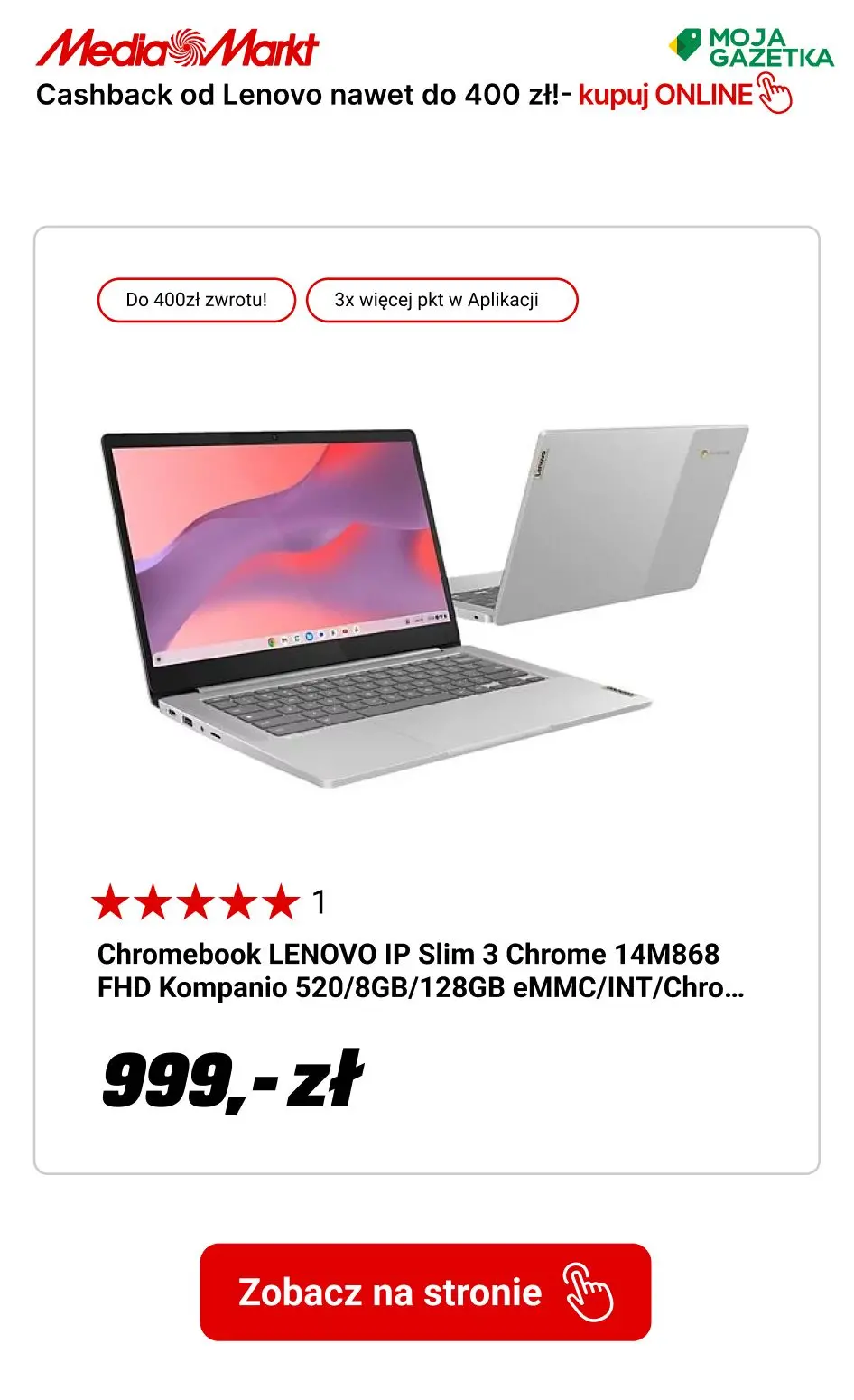 gazetka promocyjna Media Markt Cashback od Lenovo nawet do 400 zł! - Strona 6
