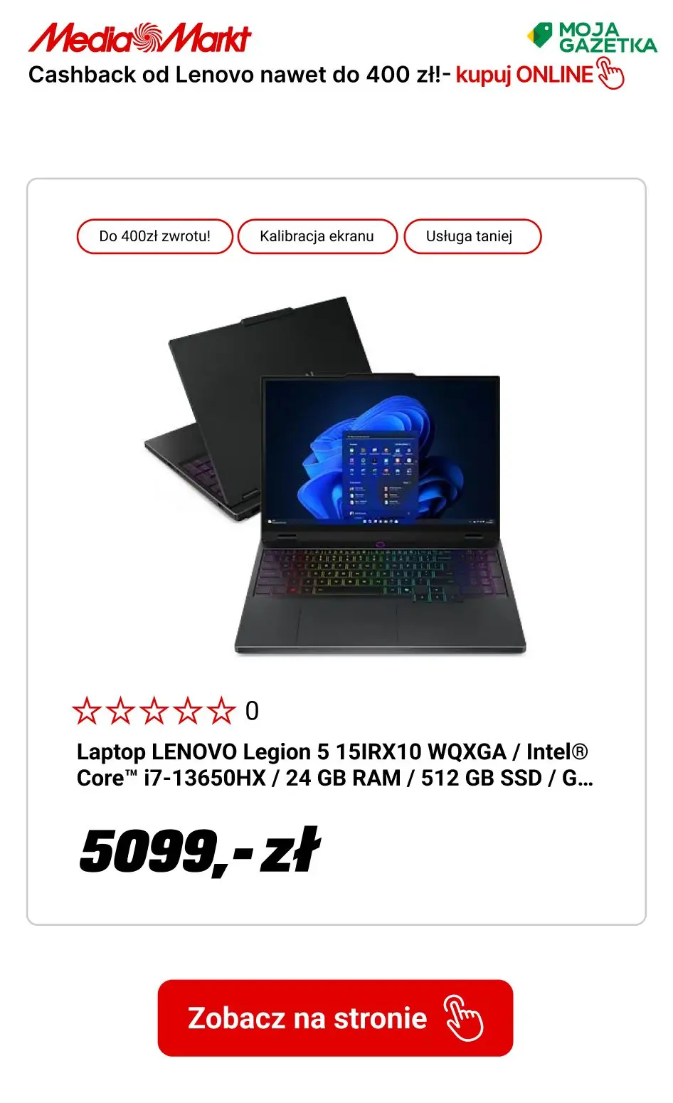 gazetka promocyjna Media Markt Cashback od Lenovo nawet do 400 zł! - Strona 9