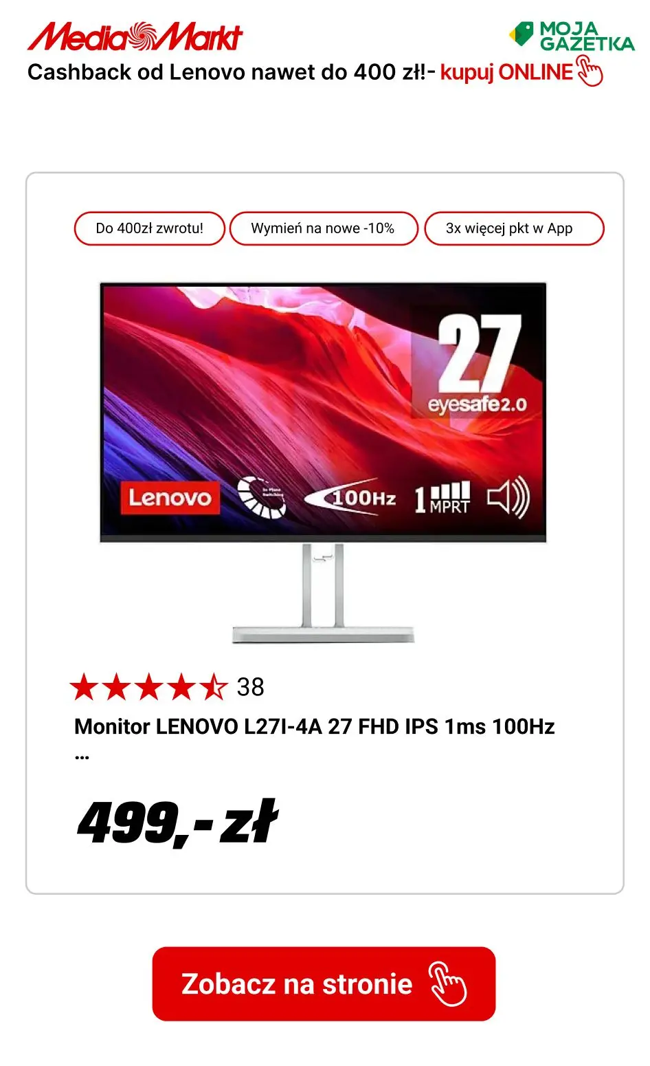 gazetka promocyjna Media Markt Cashback od Lenovo nawet do 400 zł! - Strona 13