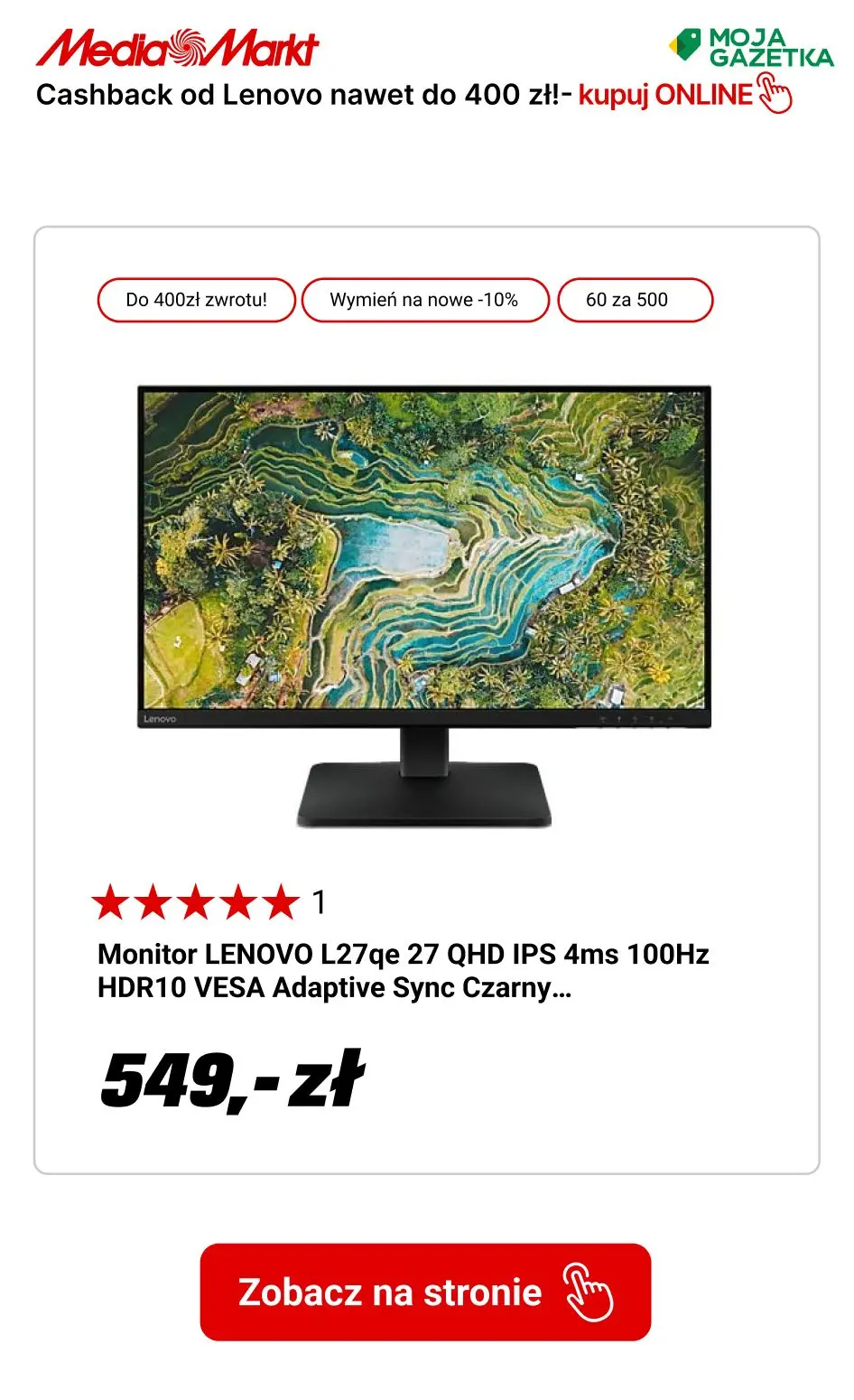 gazetka promocyjna Media Markt Cashback od Lenovo nawet do 400 zł! - Strona 14