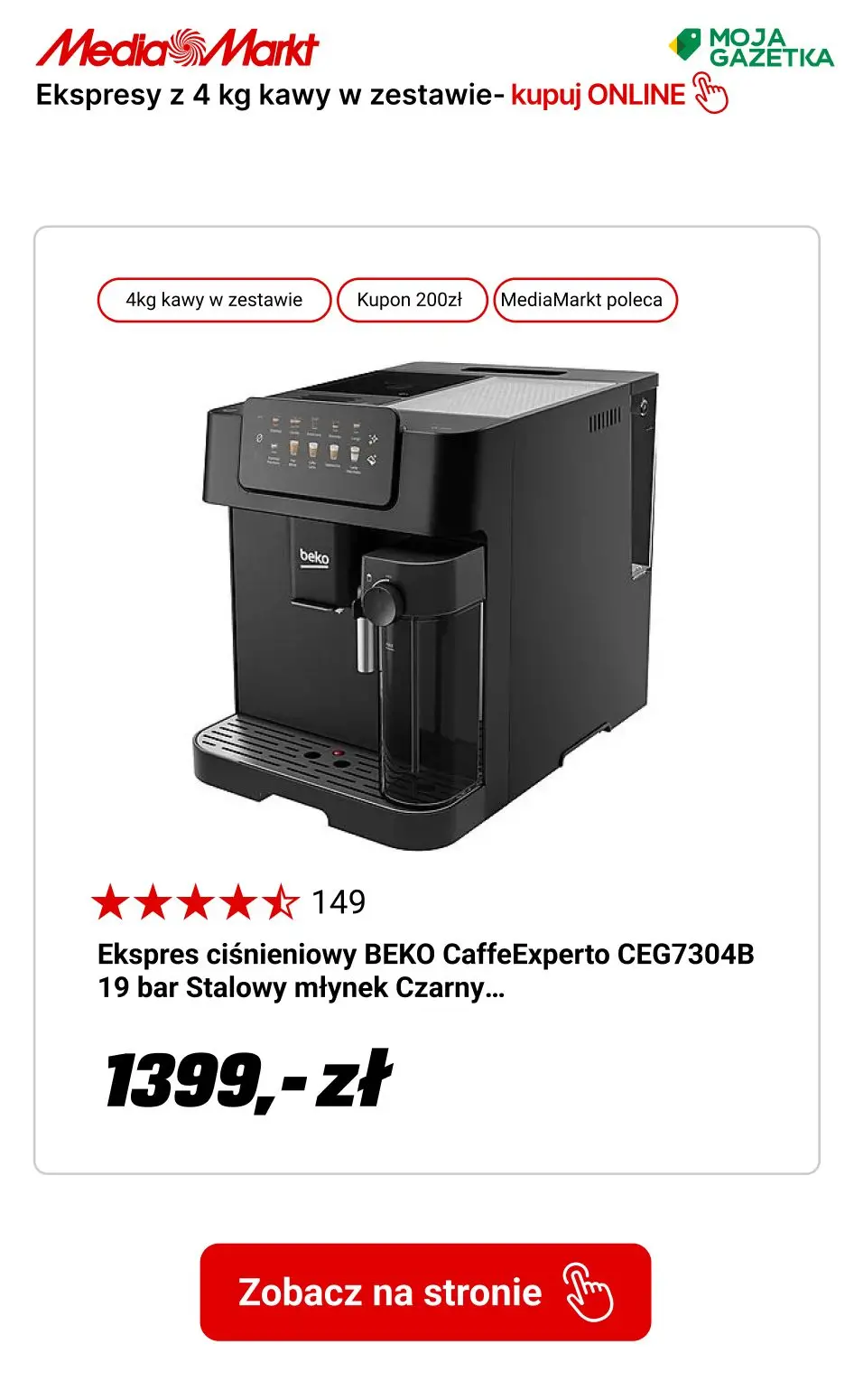 gazetka promocyjna Media Markt Ekspresy automatyczne z 4 kg kawy w zestawie! - Strona 9