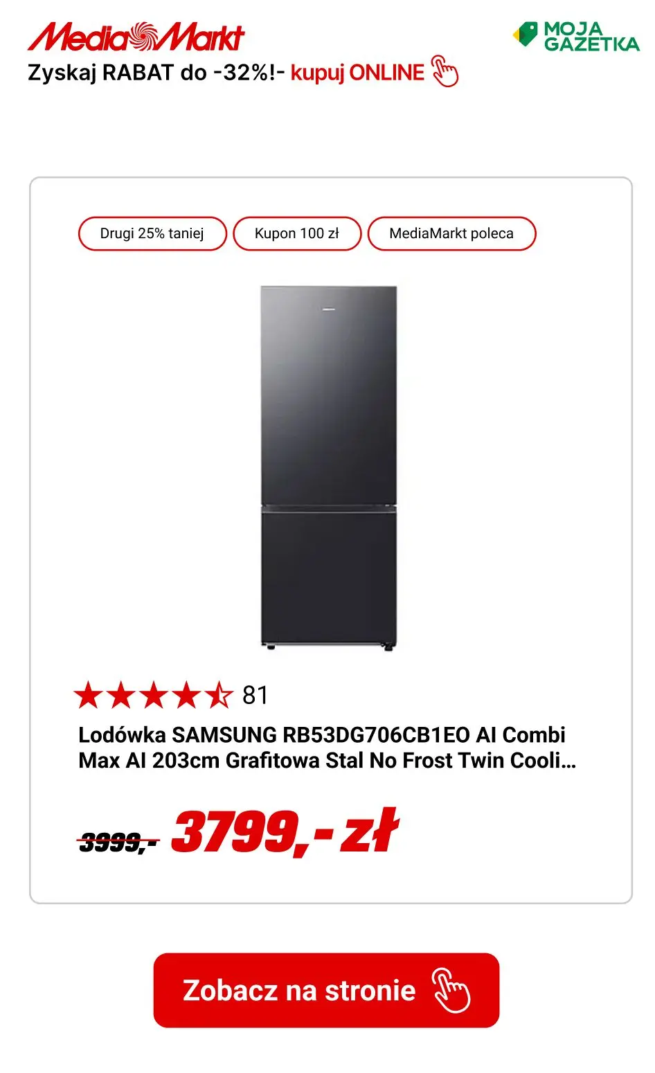 gazetka promocyjna Media Markt Wybrane produkty dużego AGD marki Samsung do -32% taniej! - Strona 5