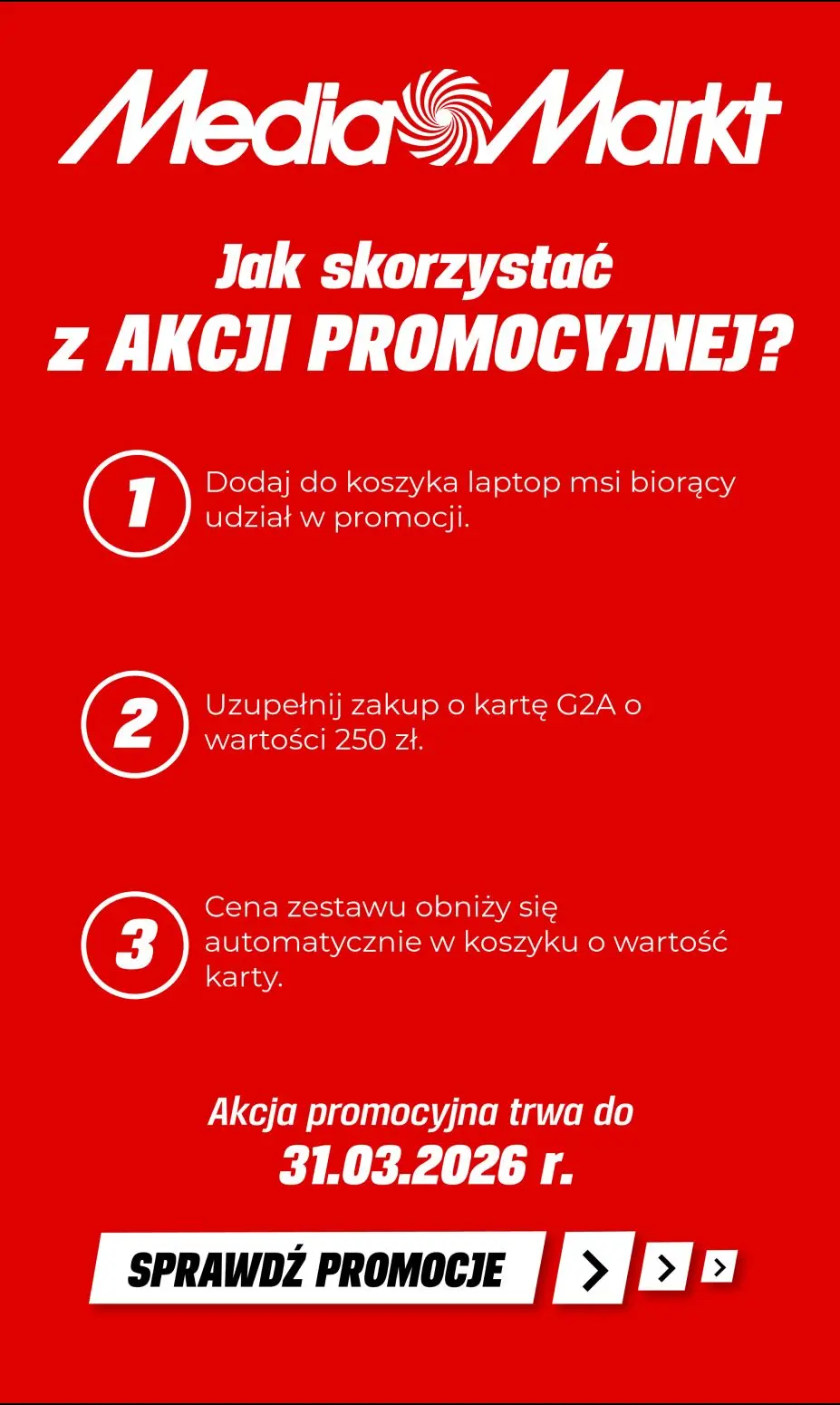 gazetka promocyjna Media Markt Przy zakupie Laptopa MSI karta G2A o wartości 250 PLN w zestawie - Strona 2