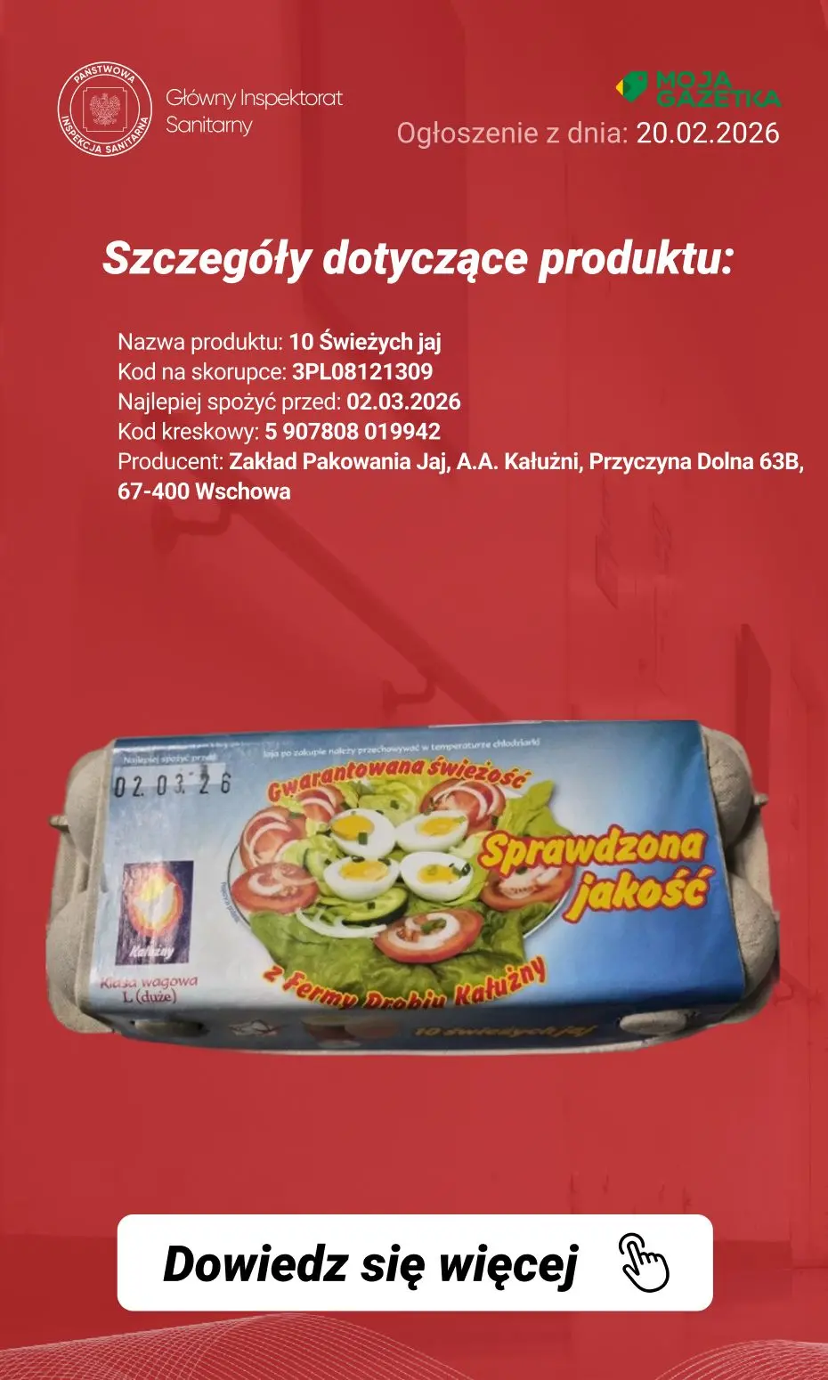 gazetka promocyjna Ostrzeżenia i alerty Ostrzeżenie publiczne dotyczące żywności: wykrycie obecności bakterii Salmonella spp. na powierzchni skorupek jaj - Strona 3