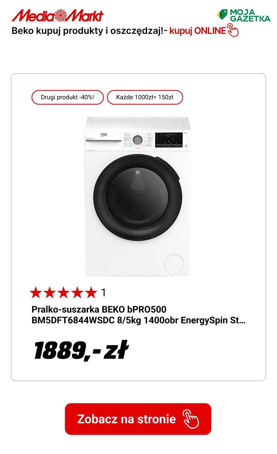 gazetka promocyjna Media Markt Kup dwa produkty Beko i oszczędź 40% ceny tańszego produktu! - Strona 6