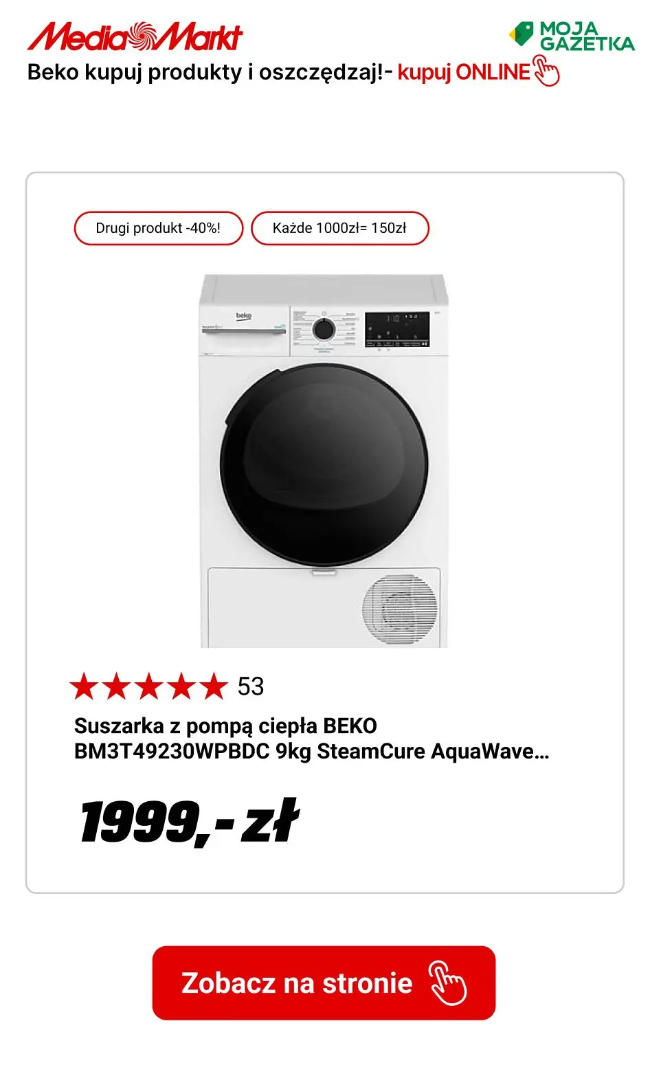 gazetka promocyjna Media Markt Kup dwa produkty Beko i oszczędź 40% ceny tańszego produktu! - Strona 13