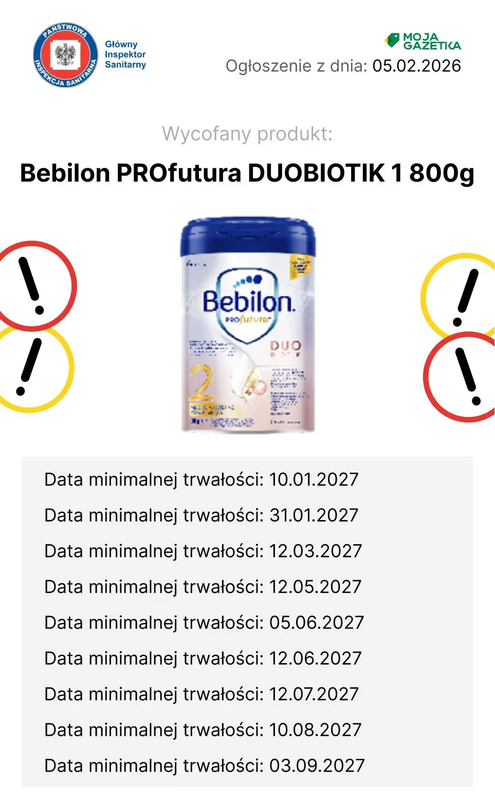 gazetka promocyjna Ostrzeżenia i alerty Wycofane mleko dla niemowląt - Strona 15