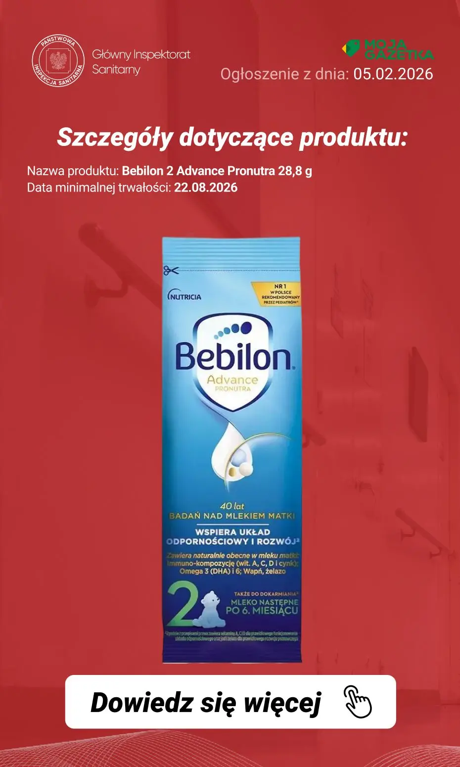 gazetka promocyjna Ostrzeżenia i alerty Ostrzeżenie publiczne dotyczące żywności: rozszerzenie dobrowolnego wycofania niektórych produktów do żywienia niemowląt przez firmę Nutricia Polska Sp. z o.o. (aktualizacja z dnia 05.02.2026 r.) - Strona 13