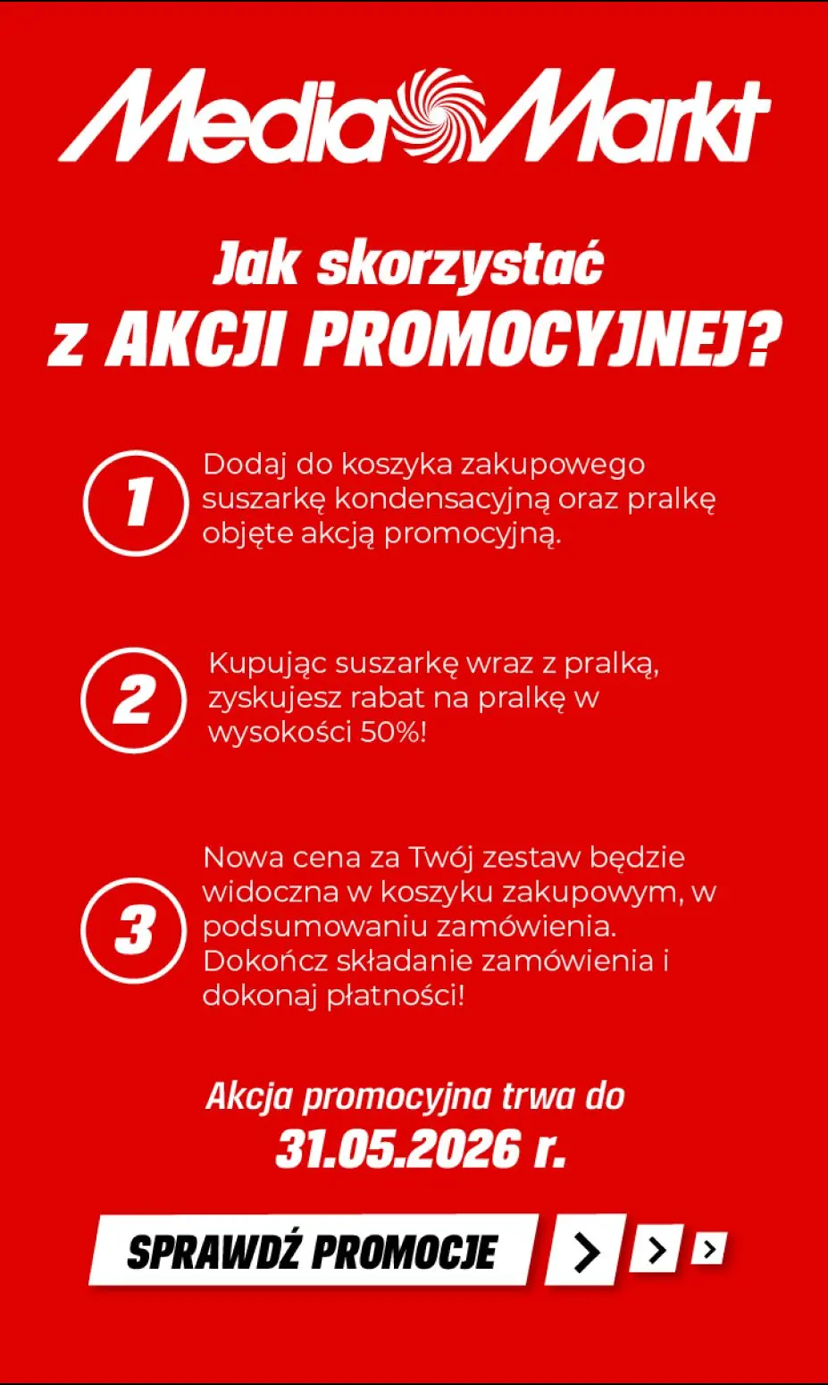 gazetka promocyjna Media Markt Suszarki kondensacyjne z pralką w zestawie taniej - rabat 50% na pralkę! - Strona 2