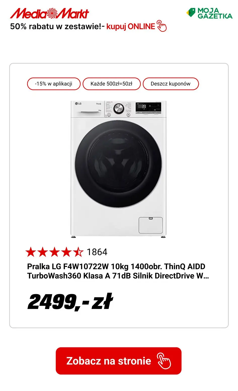gazetka promocyjna Media Markt Suszarki kondensacyjne z pralką w zestawie taniej - rabat 50% na pralkę! - Strona 3