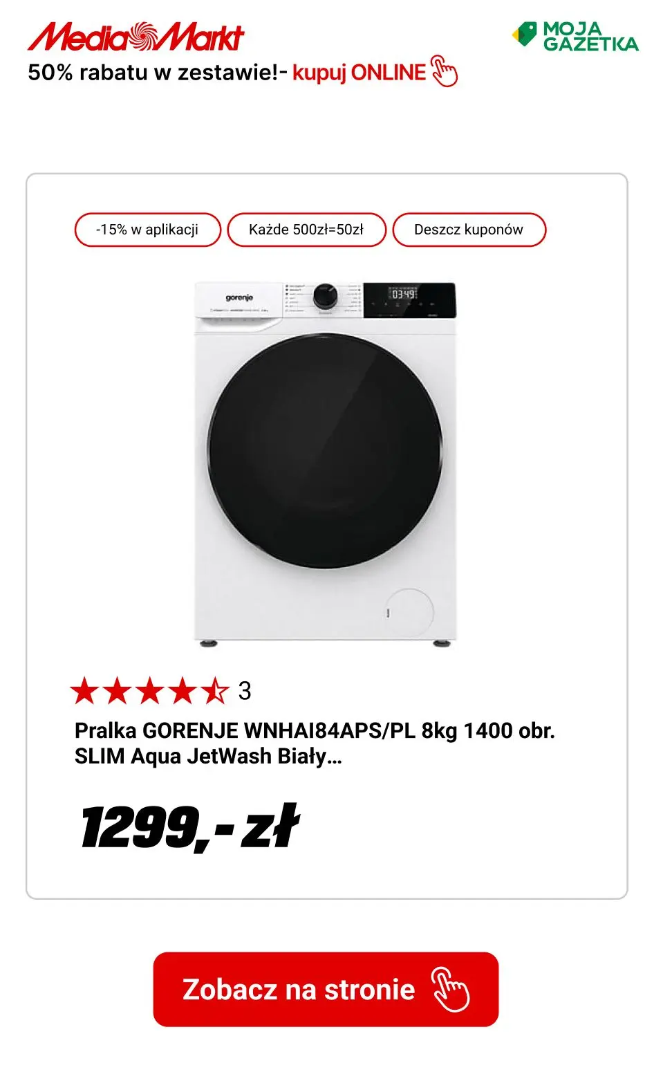 gazetka promocyjna Media Markt Suszarki kondensacyjne z pralką w zestawie taniej - rabat 50% na pralkę! - Strona 5