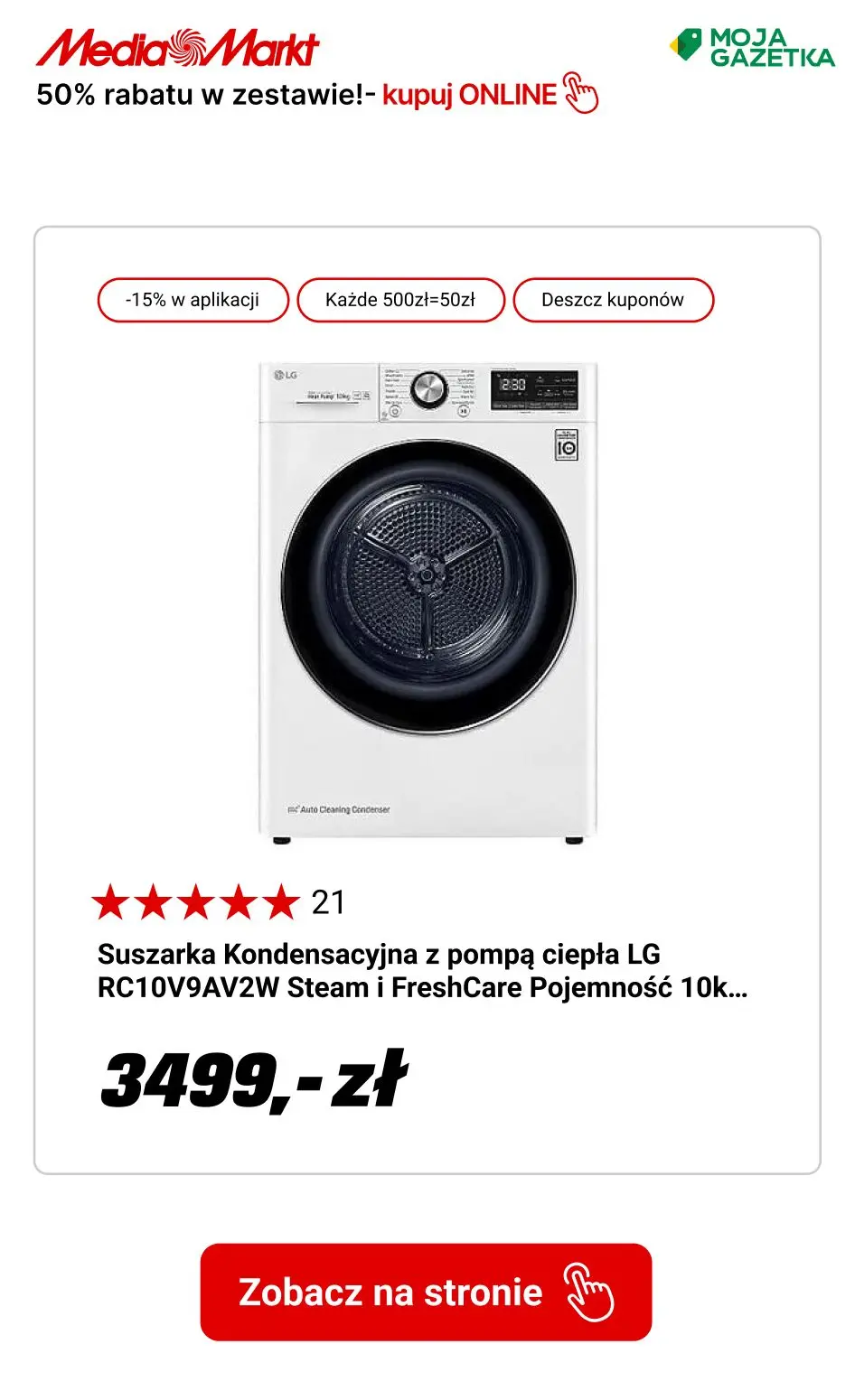 gazetka promocyjna Media Markt Suszarki kondensacyjne z pralką w zestawie taniej - rabat 50% na pralkę! - Strona 14