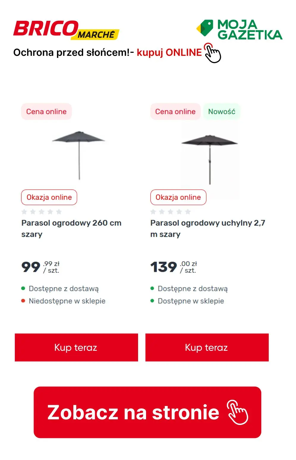gazetka promocyjna BRICOMARCHE Ochrona przed słońcem- parasole i pawilony - Strona 8