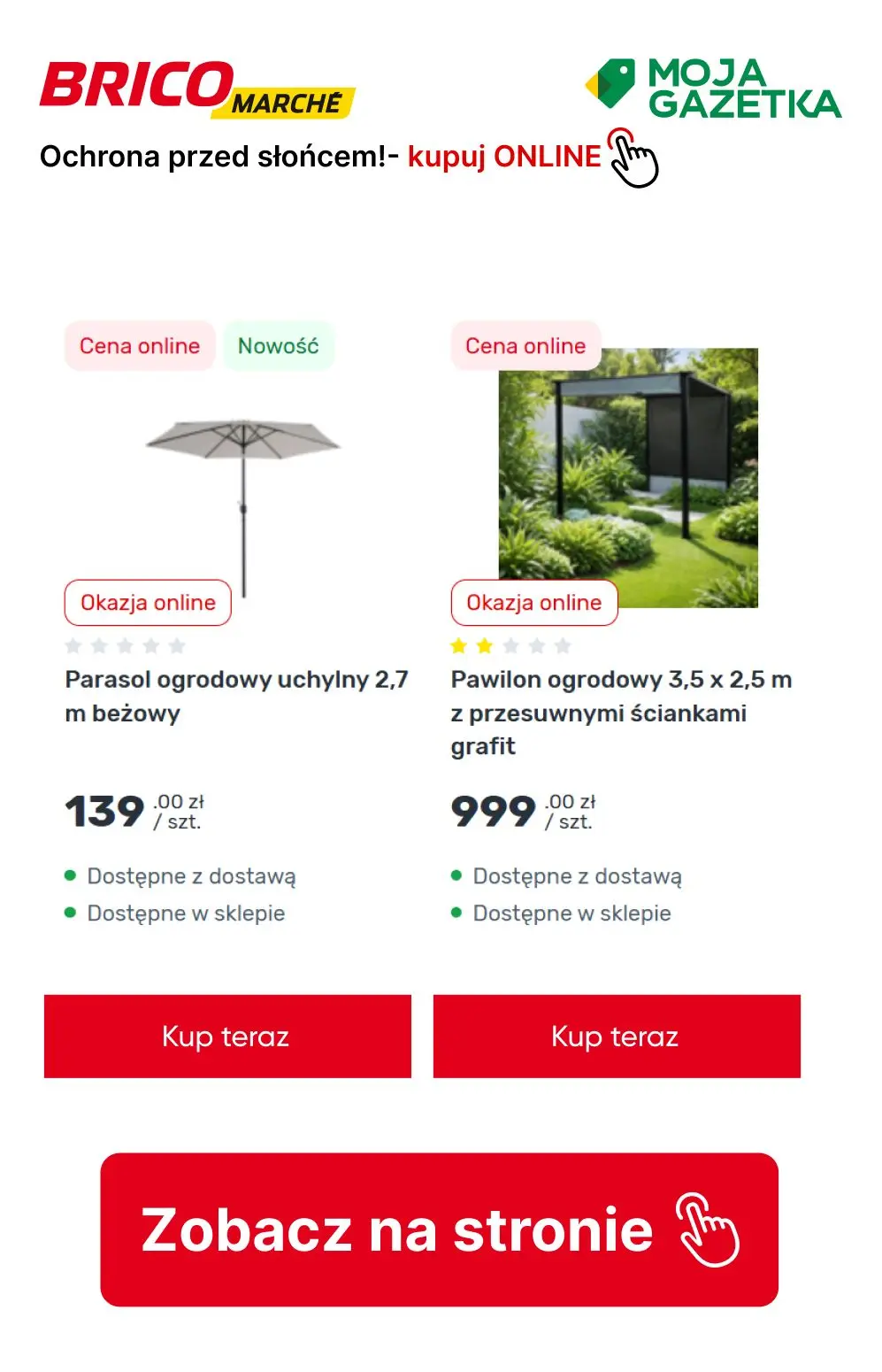 gazetka promocyjna BRICOMARCHE Ochrona przed słońcem- parasole i pawilony - Strona 9