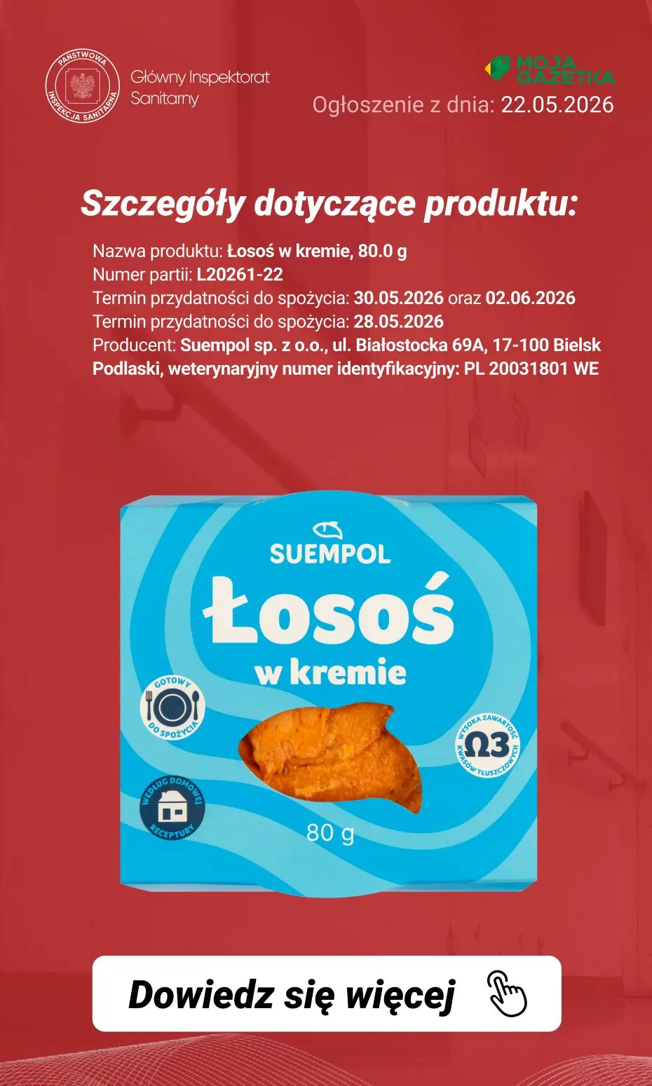 gazetka promocyjna Ostrzeżenia i alerty Ostrzeżenie publiczne dotyczące żywności Wykrycie obecności bakterii Listeria monocytogenes w próbkach produktu rybnego - Strona 3