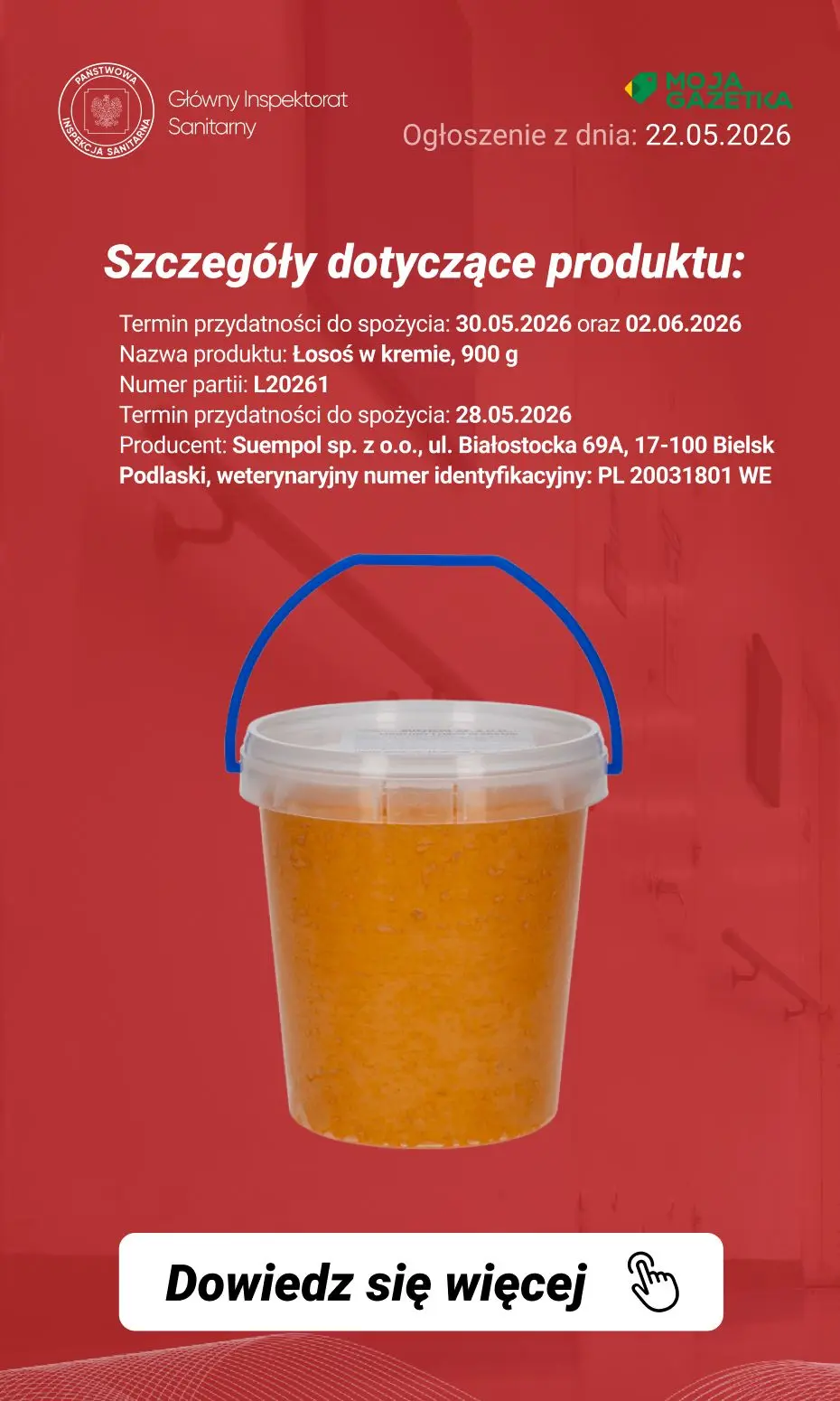 gazetka promocyjna Ostrzeżenia i alerty Ostrzeżenie publiczne dotyczące żywności Wykrycie obecności bakterii Listeria monocytogenes w próbkach produktu rybnego - Strona 4
