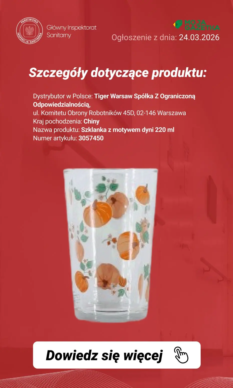 gazetka promocyjna Ostrzeżenia i alerty Ostrzeżenie publiczne dotyczące wyrobu do kontaktu z żywnością: migracja ołowiu i kadmu z obrzeża szklanek - Strona 3