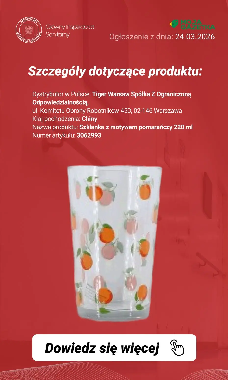 gazetka promocyjna Ostrzeżenia i alerty Ostrzeżenie publiczne dotyczące wyrobu do kontaktu z żywnością: migracja ołowiu i kadmu z obrzeża szklanek - Strona 4