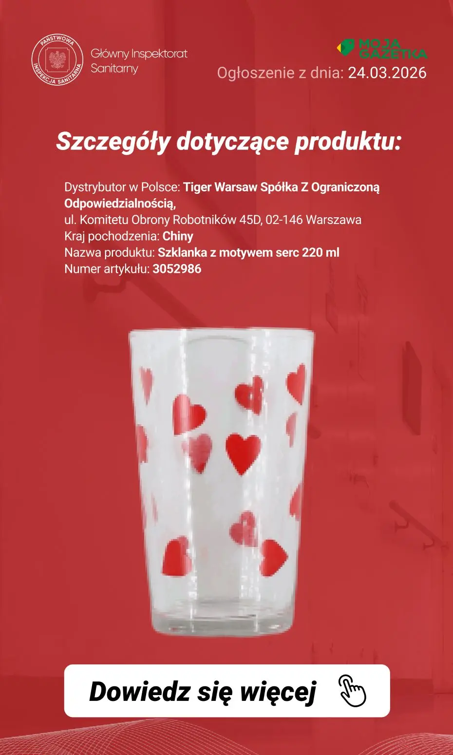 gazetka promocyjna Ostrzeżenia i alerty Ostrzeżenie publiczne dotyczące wyrobu do kontaktu z żywnością: migracja ołowiu i kadmu z obrzeża szklanek - Strona 5