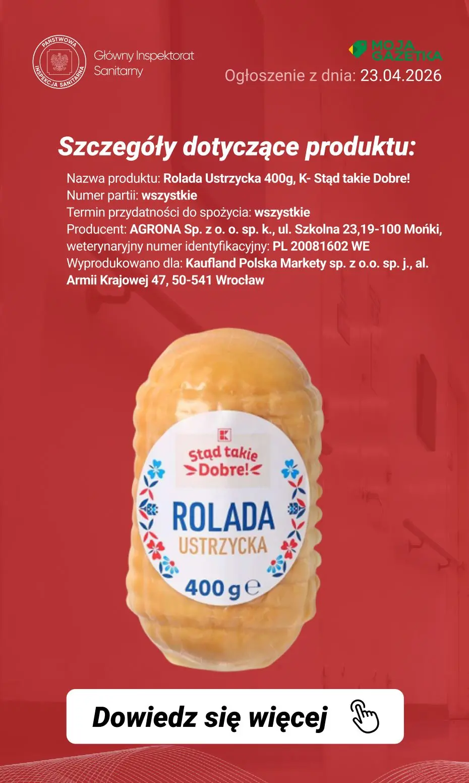 gazetka promocyjna Ostrzeżenia i alerty Aktualizacja ostrzeżenia publicznego dotyczącego żywności: Wycofanie kolejnych partii sera wędzonego - Strona 3