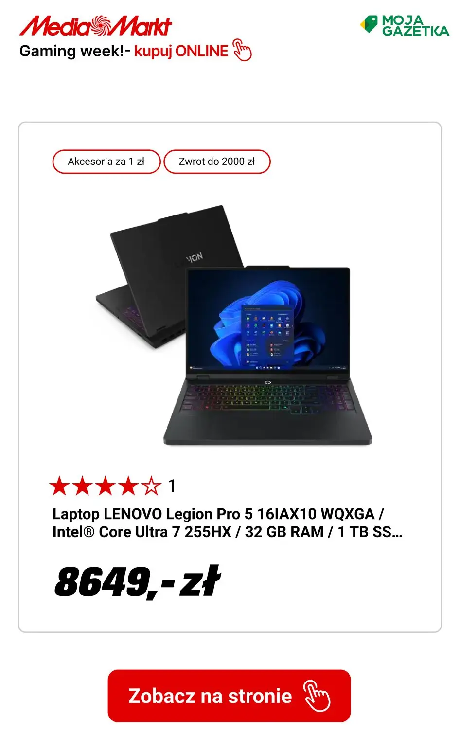 gazetka promocyjna Media Markt Kup sprzęt gamingowy i zgarnij akcesoria za 1 zł! - Strona 5