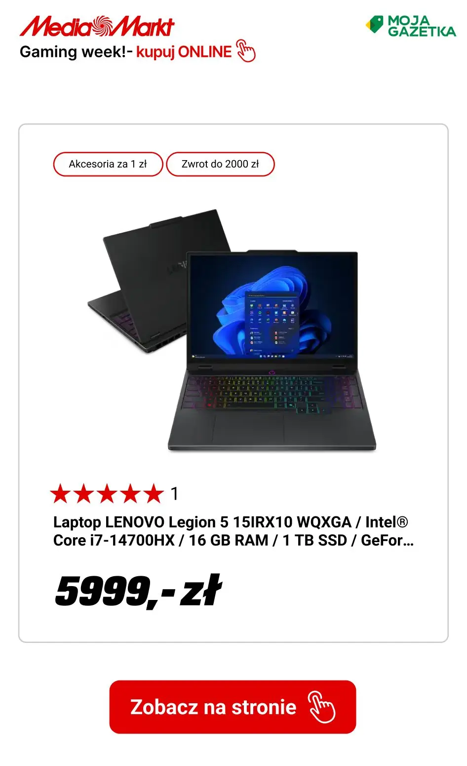 gazetka promocyjna Media Markt Kup sprzęt gamingowy i zgarnij akcesoria za 1 zł! - Strona 8