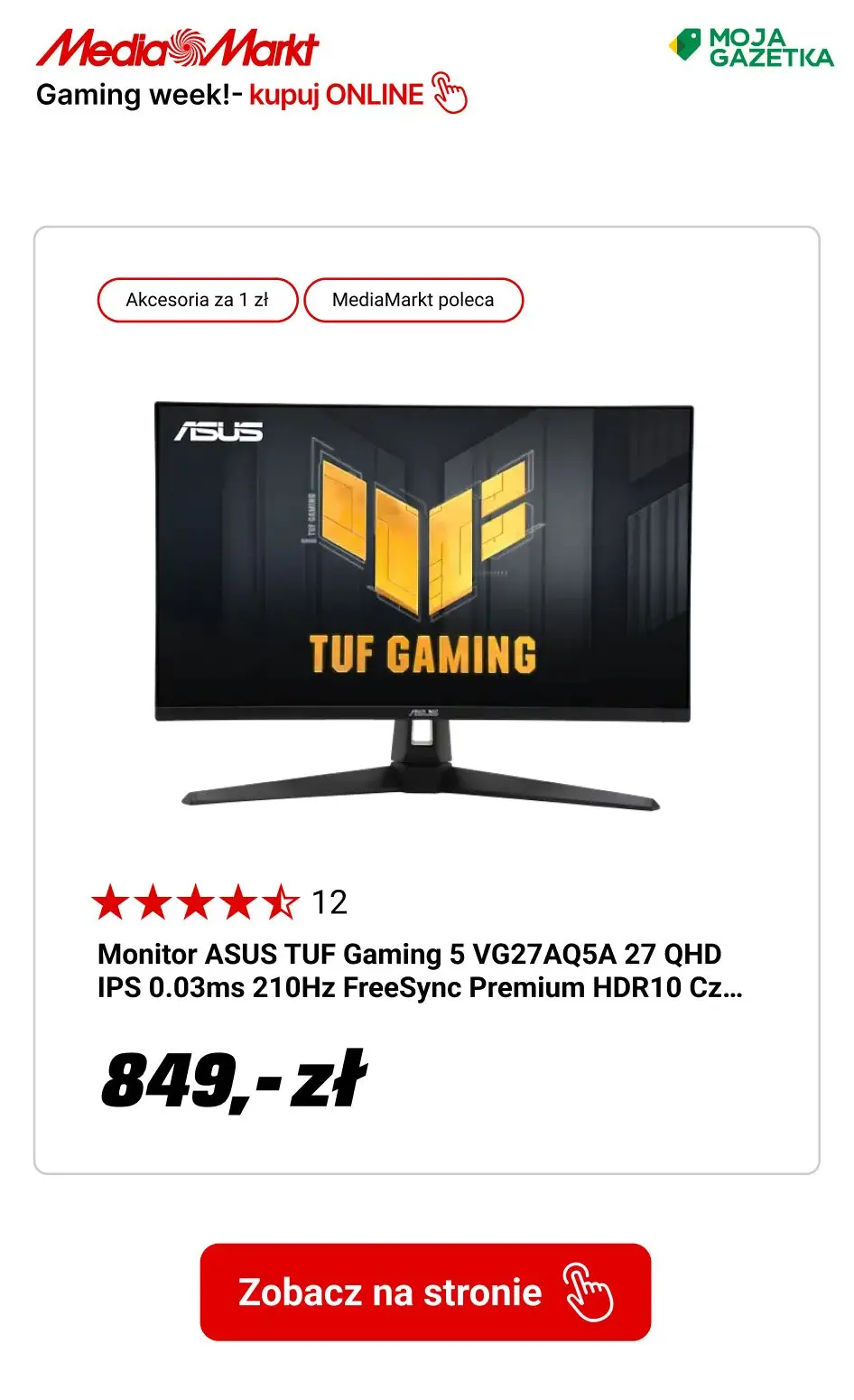 gazetka promocyjna Media Markt Kup sprzęt gamingowy i zgarnij akcesoria za 1 zł! - Strona 13