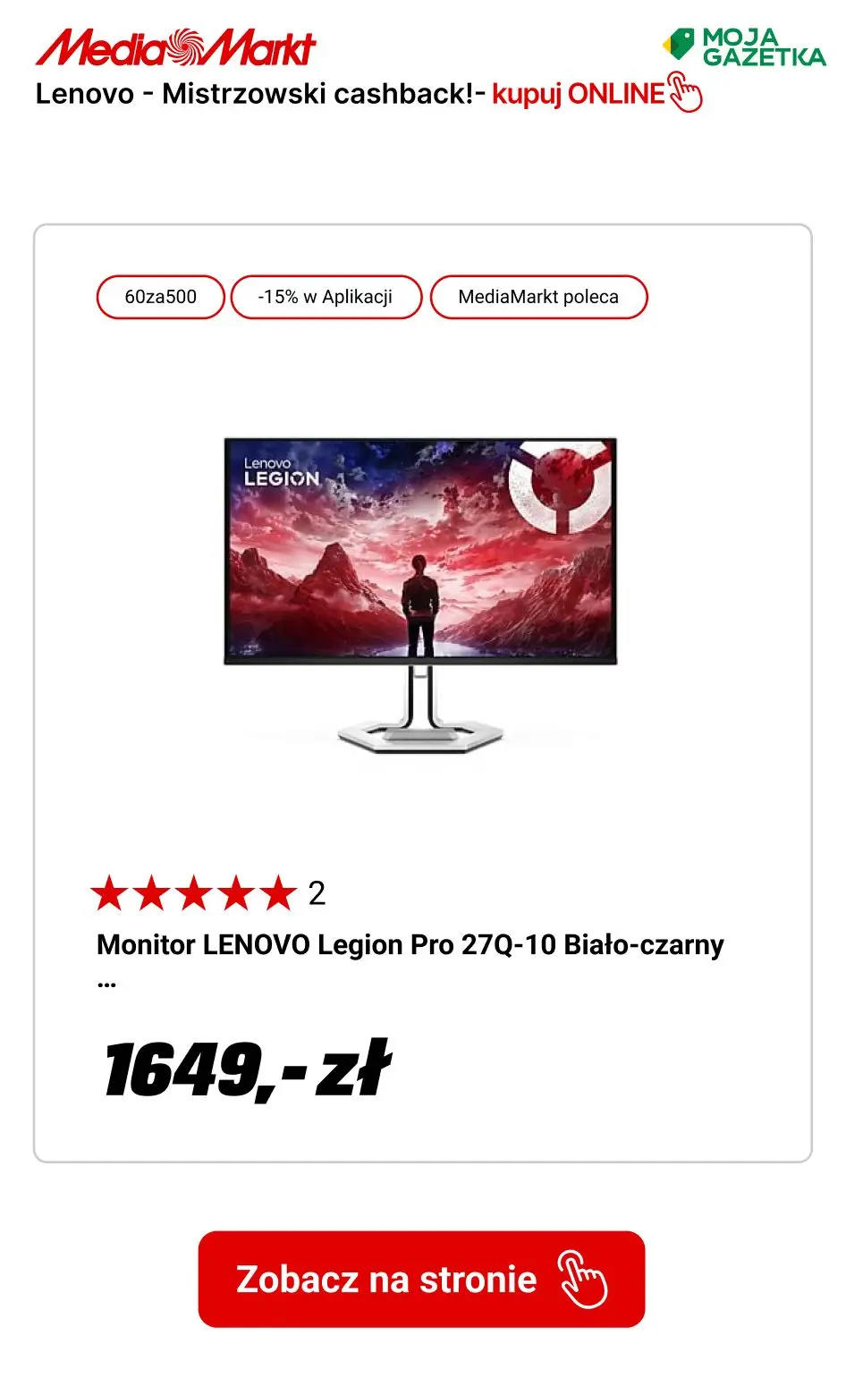 gazetka promocyjna Media Markt Lenovo - Mistrzowski cashback! - Strona 6