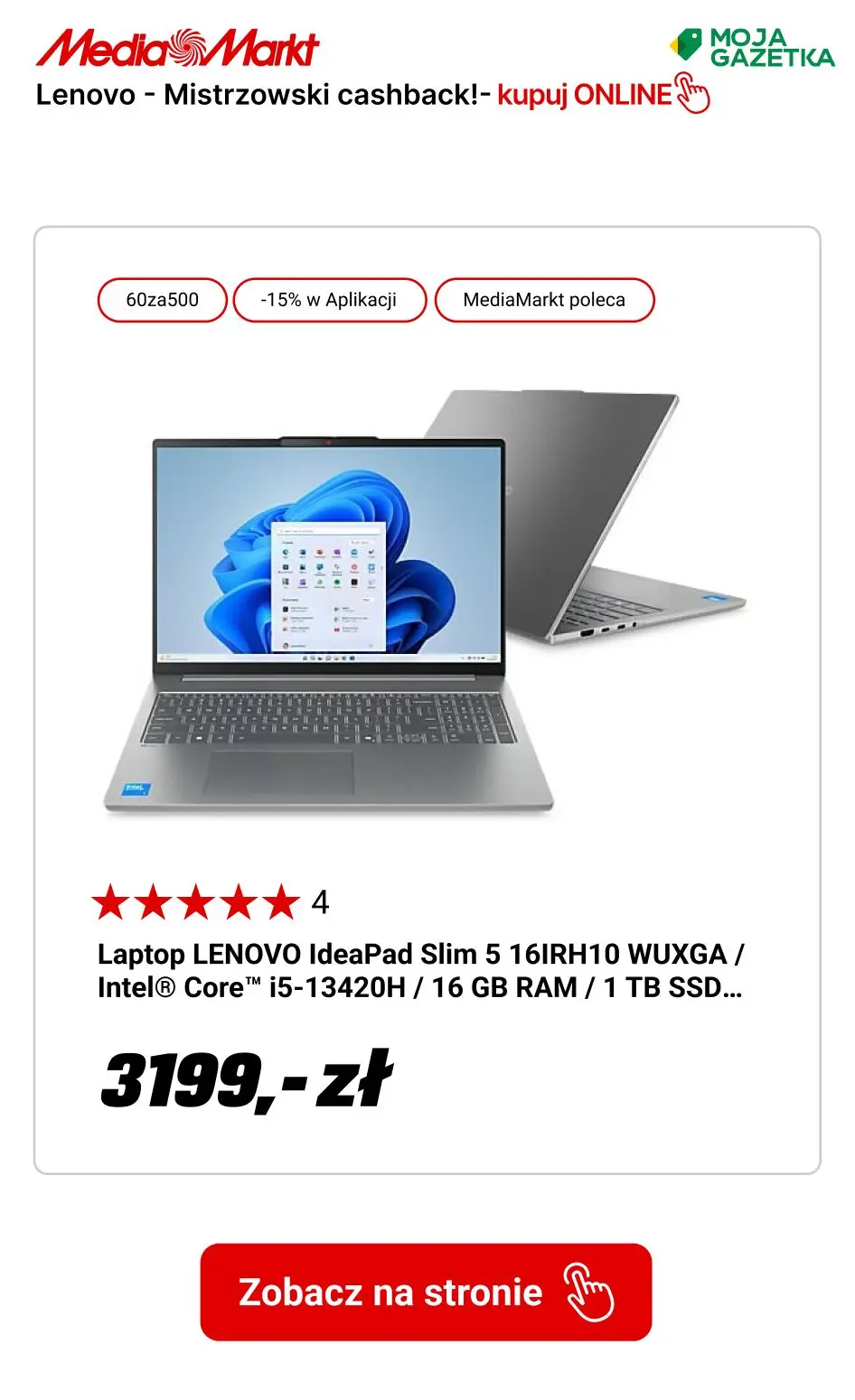 gazetka promocyjna Media Markt Lenovo - Mistrzowski cashback! - Strona 12