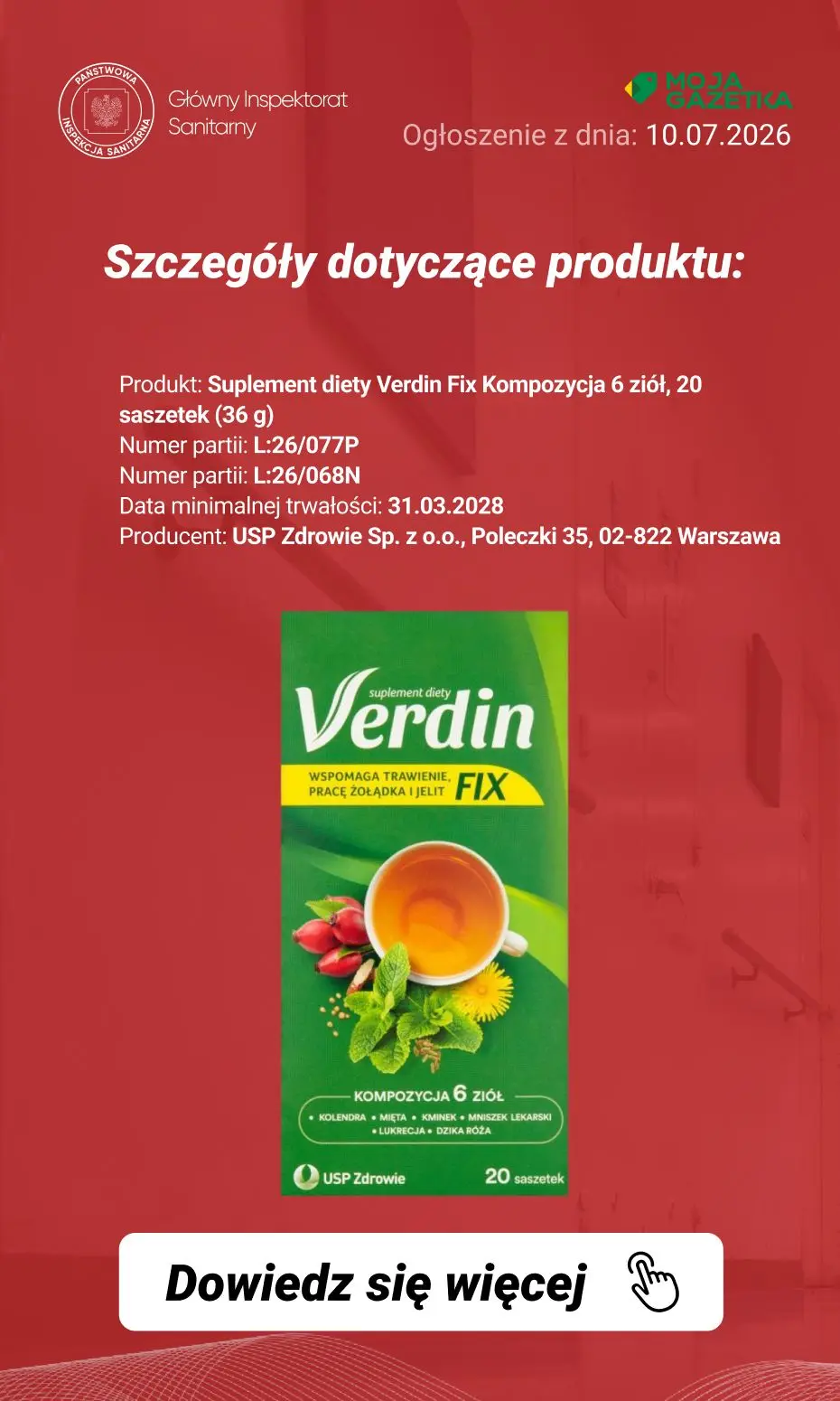 gazetka promocyjna Ostrzeżenia i alerty Ostrzeżenie publiczne dotyczące żywności: wykrycie obecności bakterii Salmonella spp. w dwóch partiach suplementu diety - Strona 3