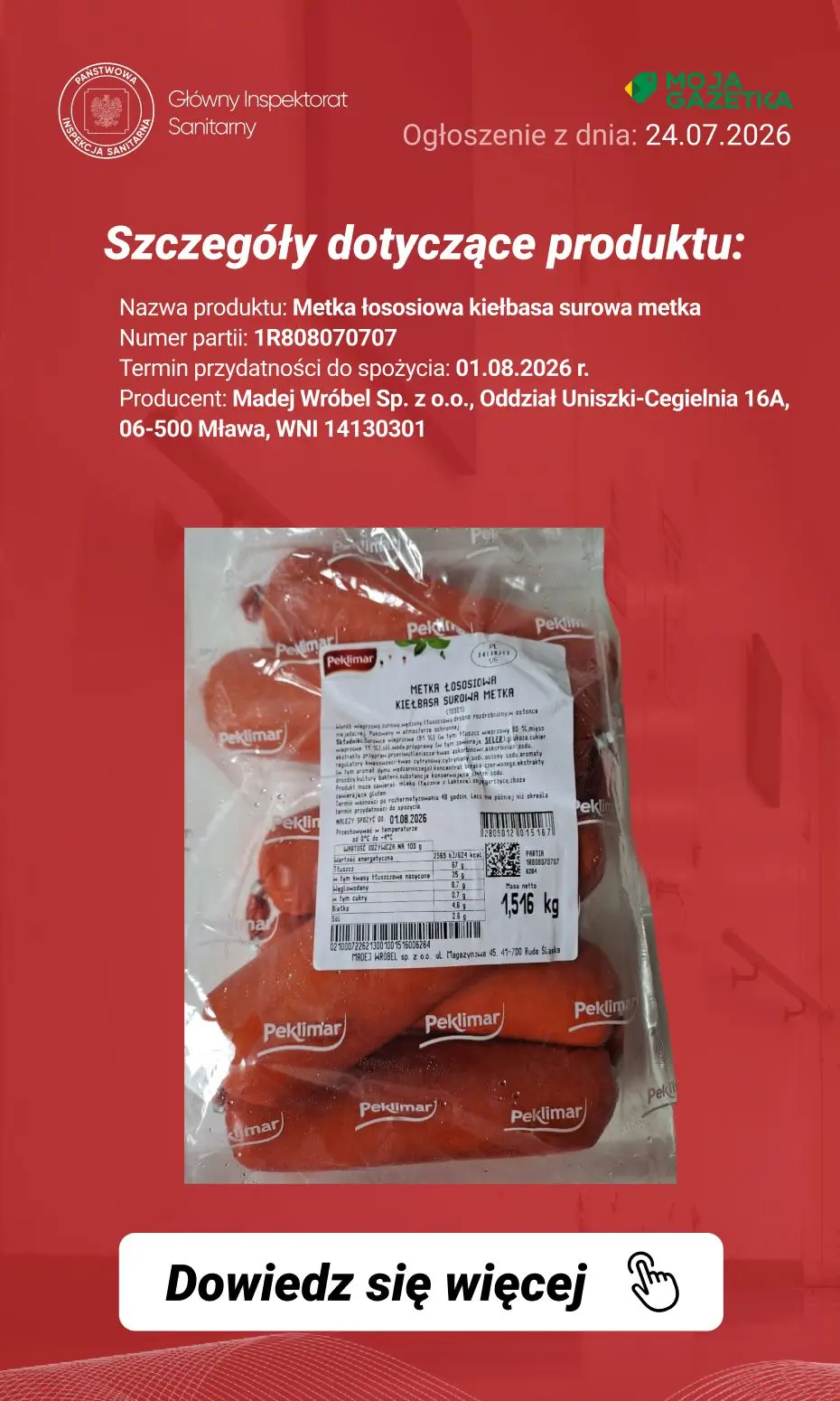 gazetka promocyjna Ostrzeżenia i alerty Ostrzeżenie publiczne dotyczące żywności: wykrycie obecności bakterii Listeria monocytogenes w jednej partii metki łososiowej - Strona 3
