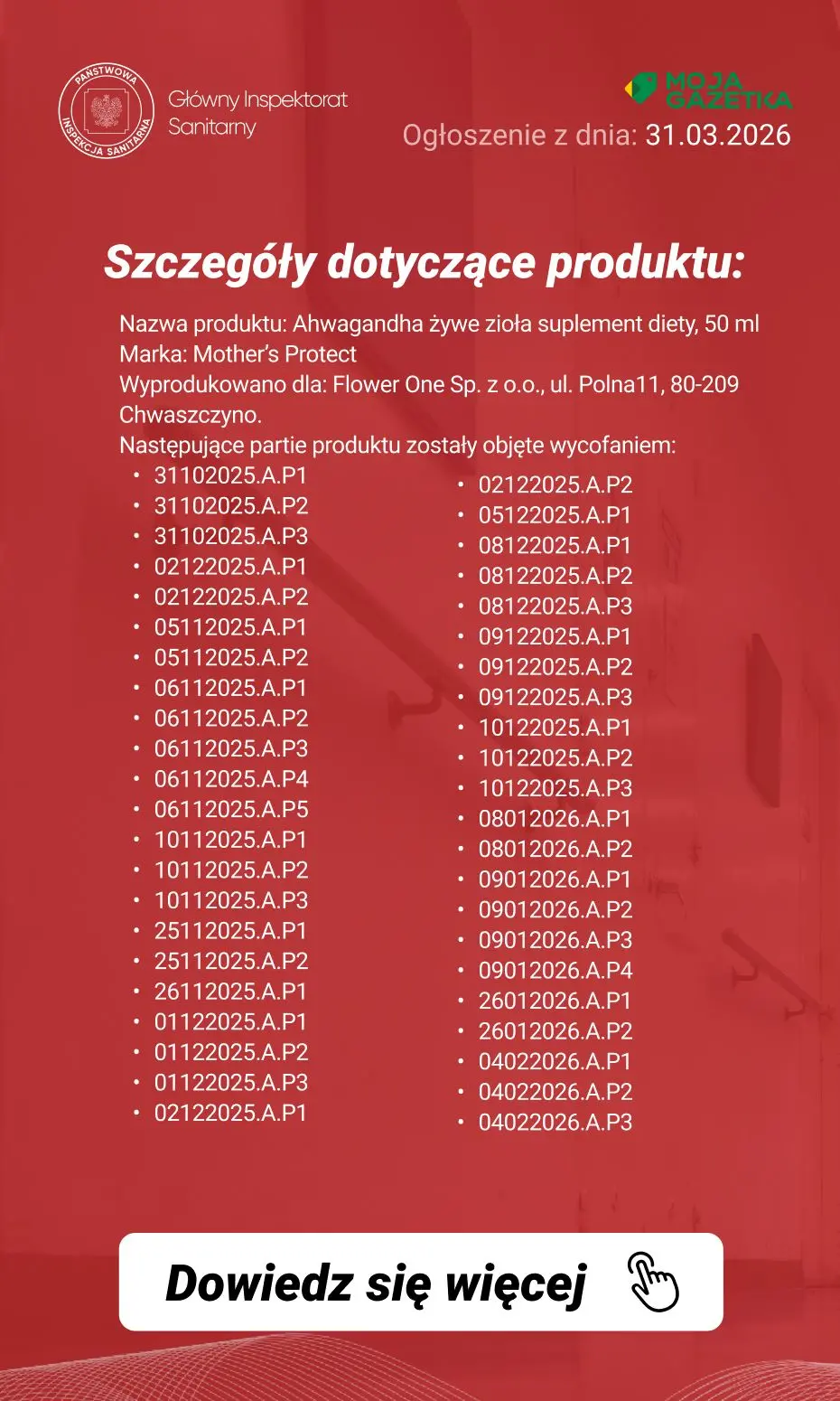 gazetka promocyjna Ostrzeżenia i alerty Ostrzeżenie publiczne dotyczące żywności: Wycofanie określonych partii suplementu diety ze względu na wykrycie pozostałości pestycydu - chlorpiryfosu - Strona 3