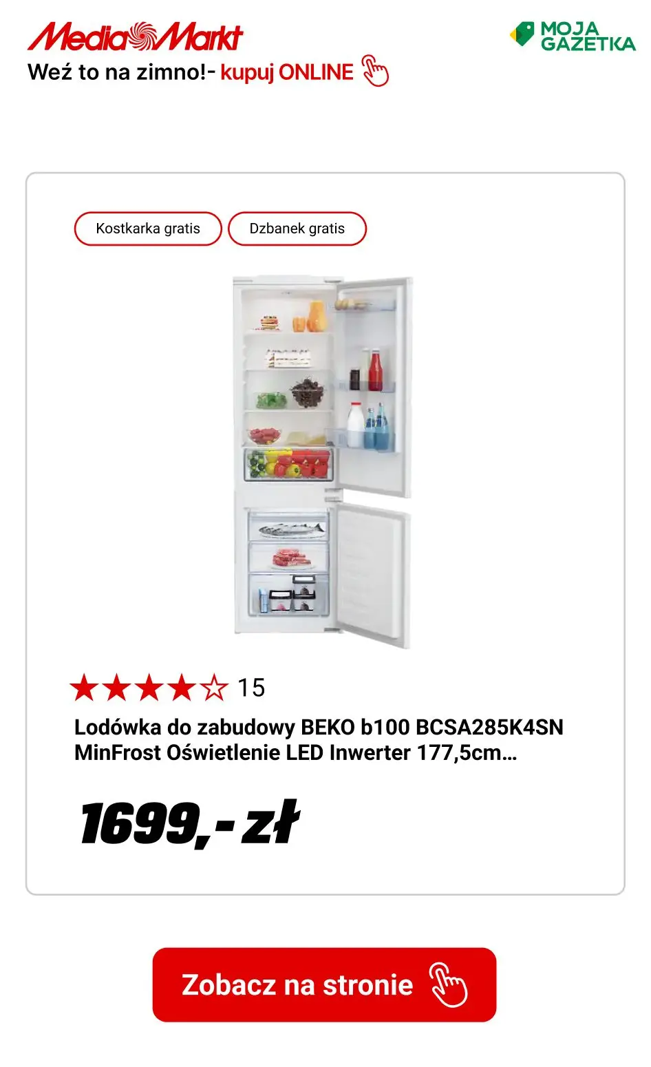 gazetka promocyjna Media Markt Wybrane chłodziarki z kostkarką lub dzbankiem filtrującym gratis! - Strona 4