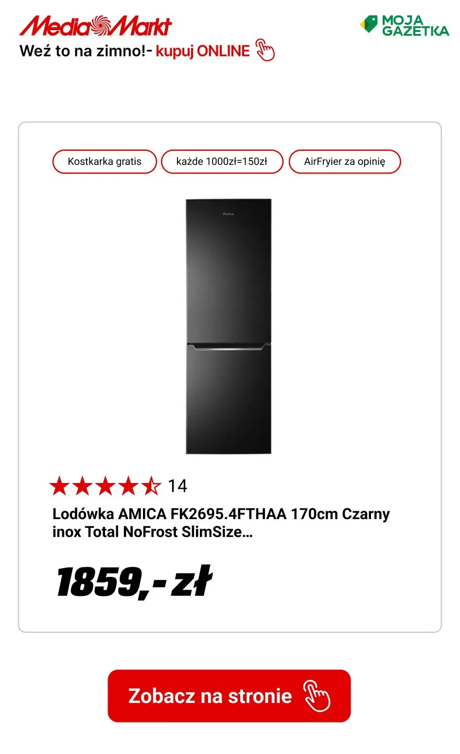 gazetka promocyjna Media Markt Wybrane chłodziarki z kostkarką lub dzbankiem filtrującym gratis! - Strona 8