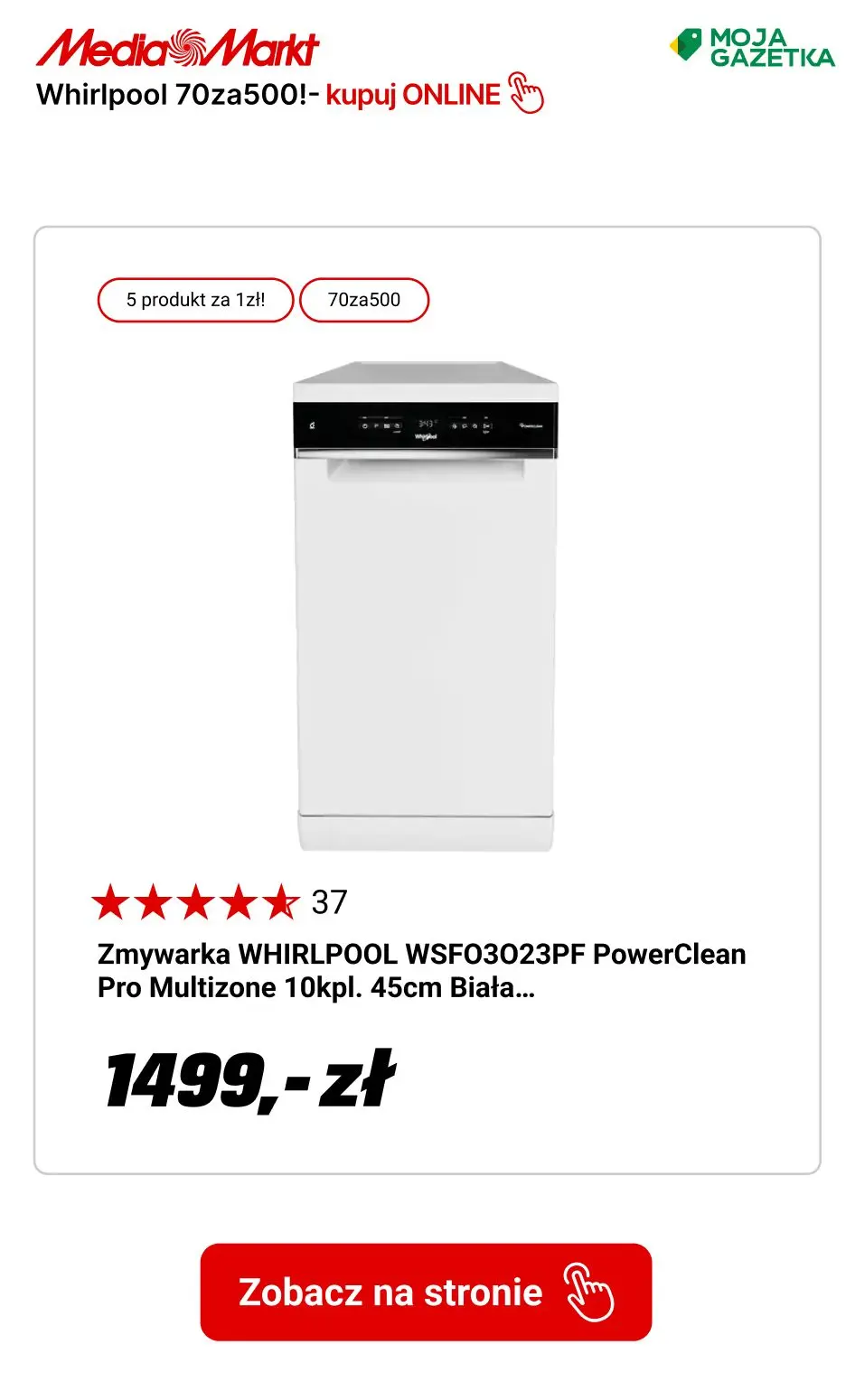 gazetka promocyjna Media Markt Whirlpool 70za500 na pralki, suszarki i zmywarki w zestawie z akcesoriami! - Strona 10