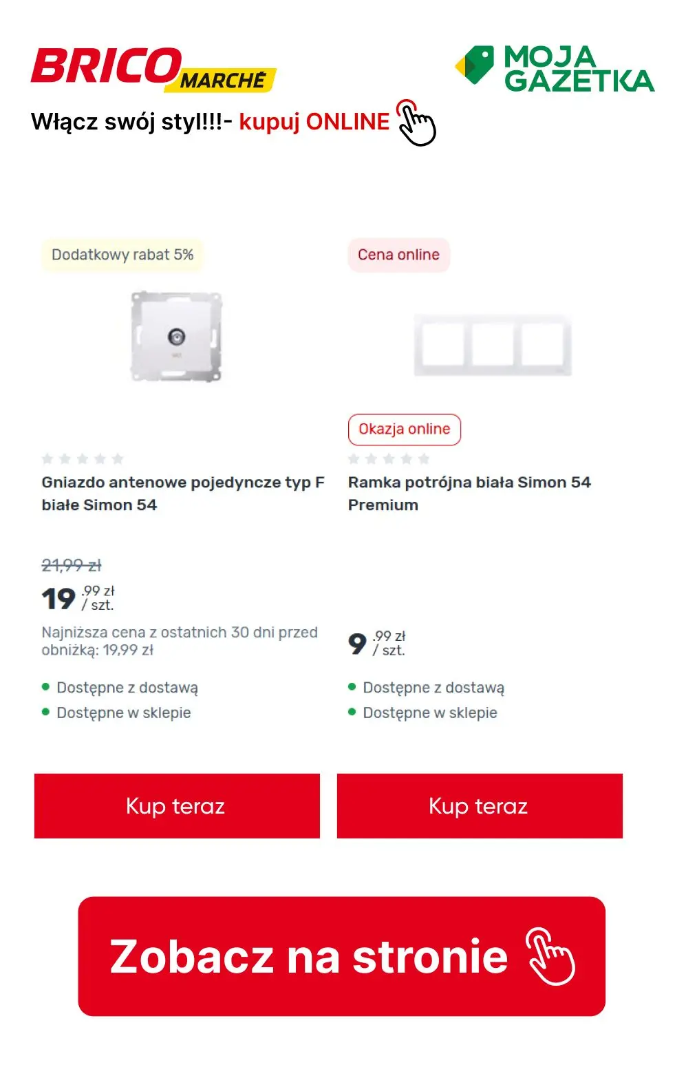 gazetka promocyjna BRICOMARCHE Włącz swój styl- Gniazda, włączniki, ramki - Strona 2