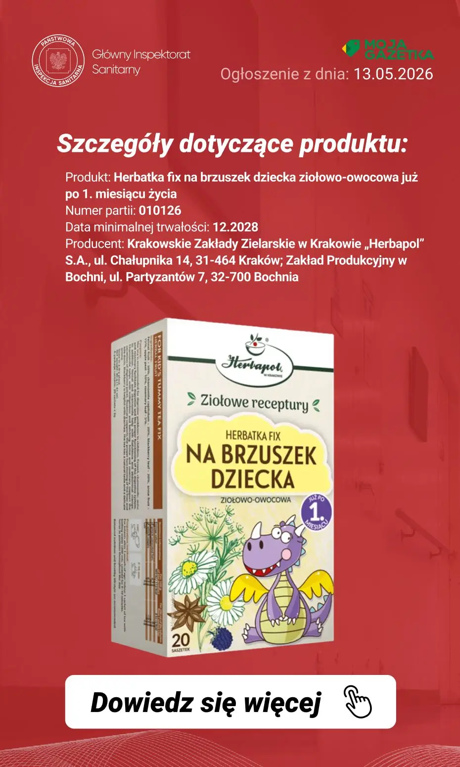 gazetka promocyjna Ostrzeżenia i alerty Ostrzeżenie publiczne dotyczące żywności: Alkaloidy pirolizydynowe w określonej partii herbatki dla dzieci - Strona 3
