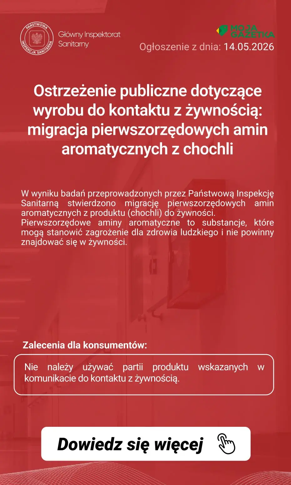 gazetka promocyjna Ostrzeżenia i alerty Ostrzeżenie publiczne dotyczące wyrobu do kontaktu z żywnością: migracja pierwszorzędowych amin aromatycznych z chochli - Strona 2
