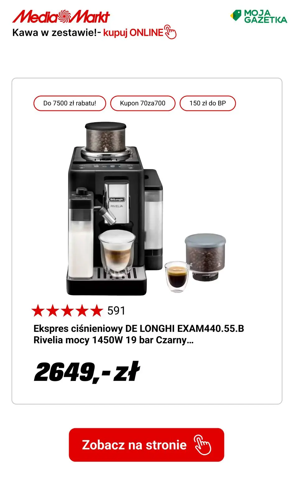 gazetka promocyjna Media Markt Ekspres automatyczny + 4 kg kawy i ekspres kolbowy + 2 kg kawy Eduscho Family Classic Coffee w zestawie! - Strona 3