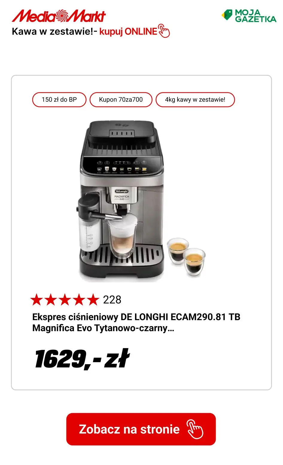 gazetka promocyjna Media Markt Ekspres automatyczny + 4 kg kawy i ekspres kolbowy + 2 kg kawy Eduscho Family Classic Coffee w zestawie! - Strona 4