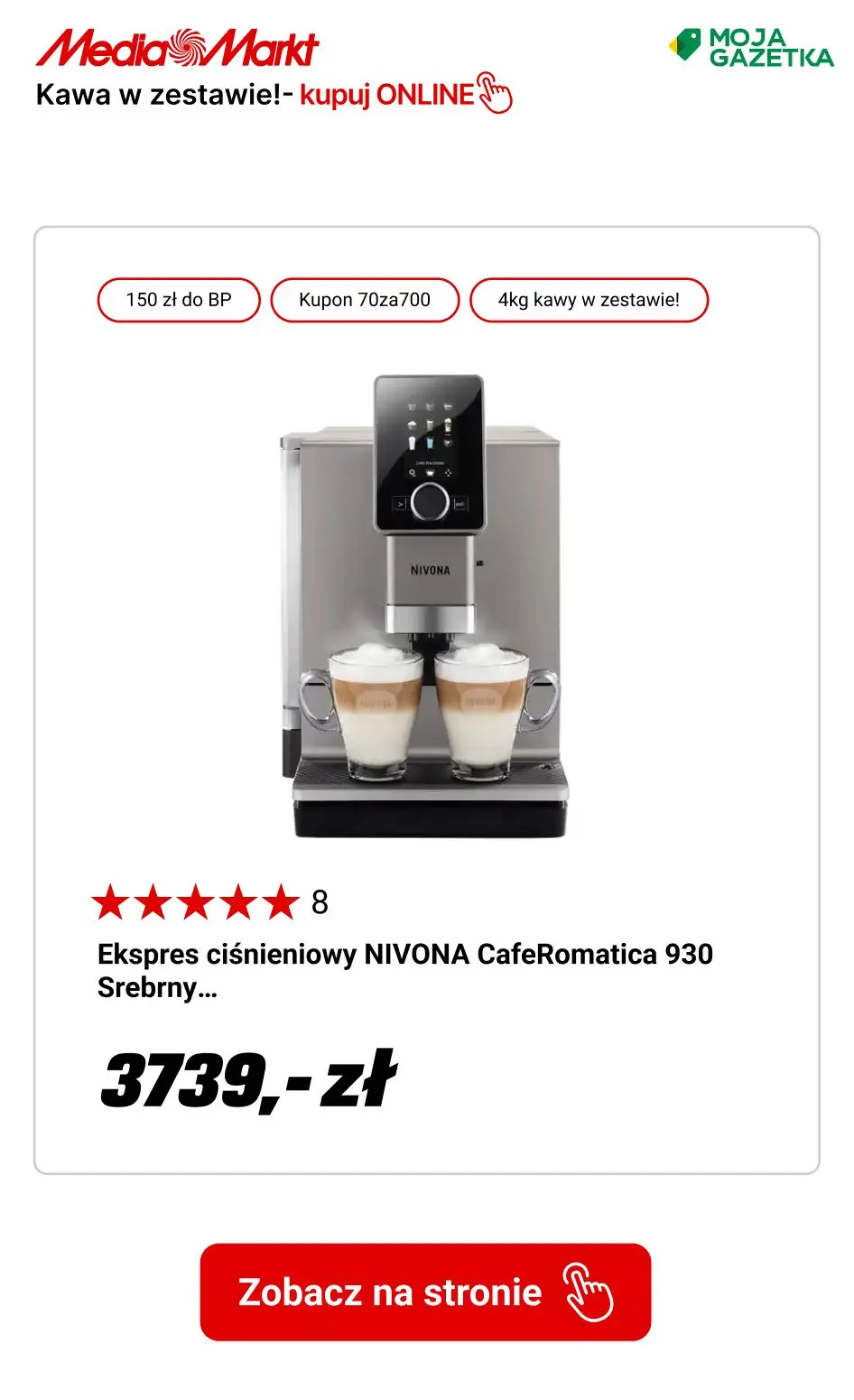 gazetka promocyjna Media Markt Ekspres automatyczny + 4 kg kawy i ekspres kolbowy + 2 kg kawy Eduscho Family Classic Coffee w zestawie! - Strona 6