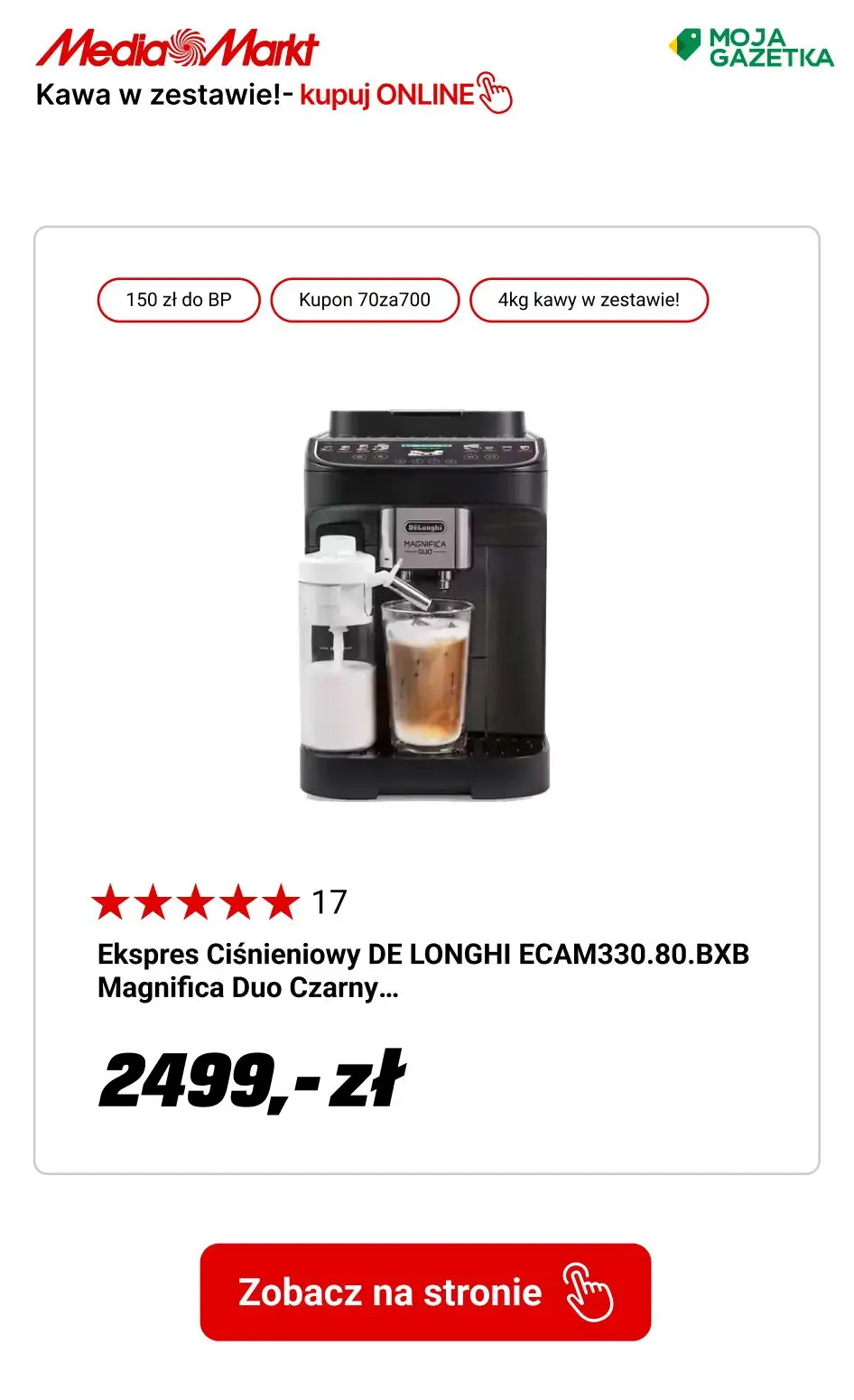 gazetka promocyjna Media Markt Ekspres automatyczny + 4 kg kawy i ekspres kolbowy + 2 kg kawy Eduscho Family Classic Coffee w zestawie! - Strona 7
