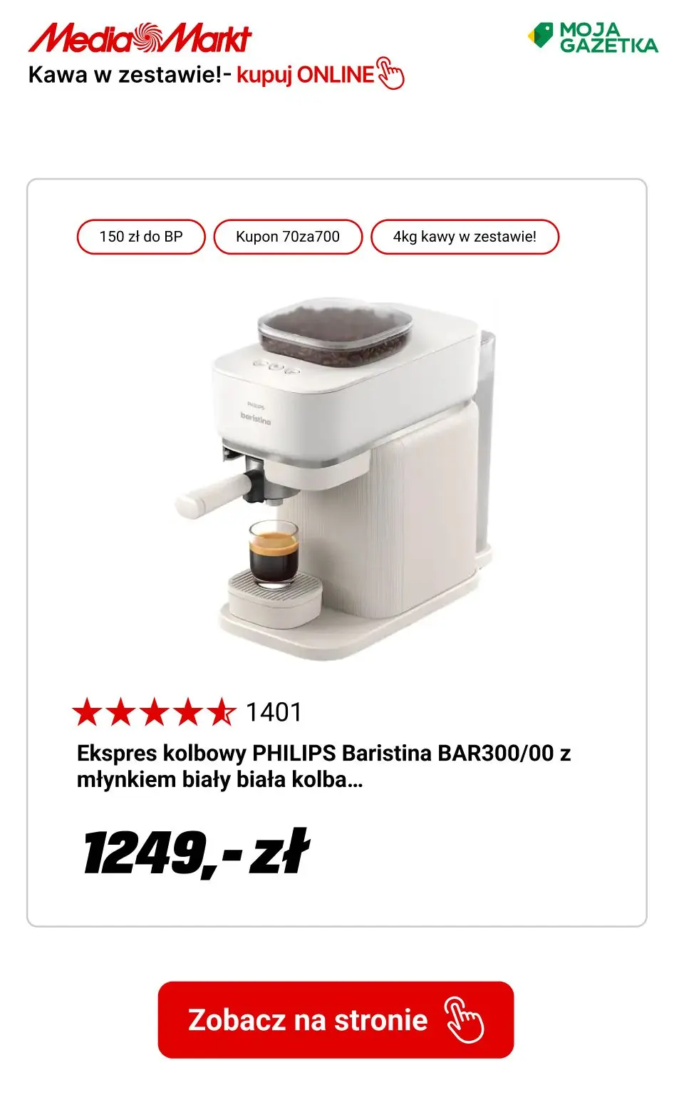 gazetka promocyjna Media Markt Ekspres automatyczny + 4 kg kawy i ekspres kolbowy + 2 kg kawy Eduscho Family Classic Coffee w zestawie! - Strona 11