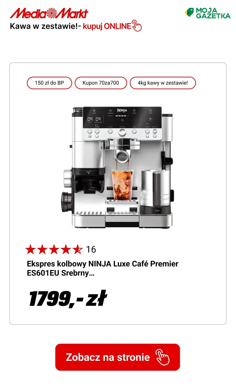 gazetka promocyjna Media Markt Ekspres automatyczny + 4 kg kawy i ekspres kolbowy + 2 kg kawy Eduscho Family Classic Coffee w zestawie! - Strona 14