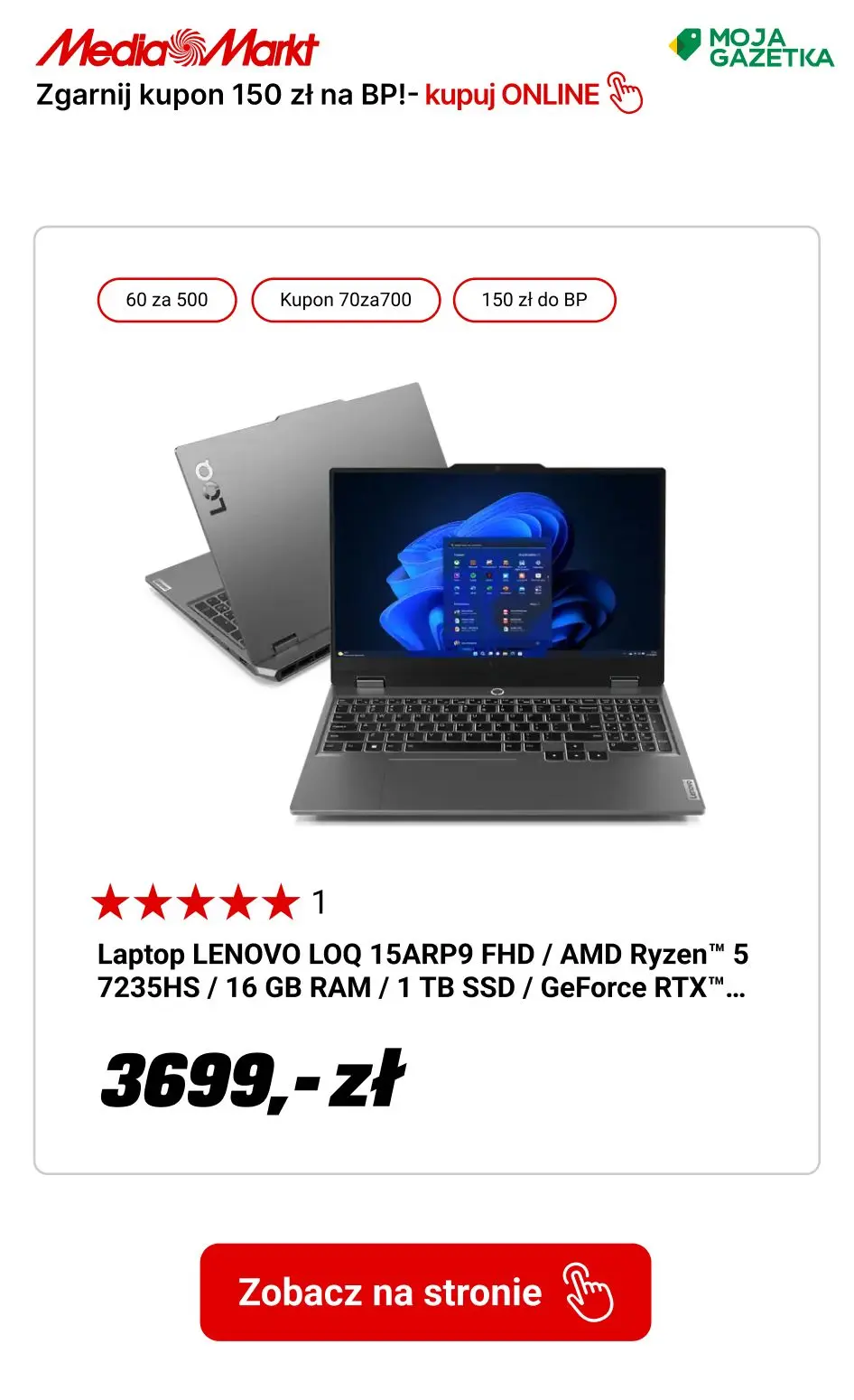 gazetka promocyjna Media Markt Zgarnij kupon 150 zł na BP za każde 1000 zł wydane w myMediaMarkt - Strona 12