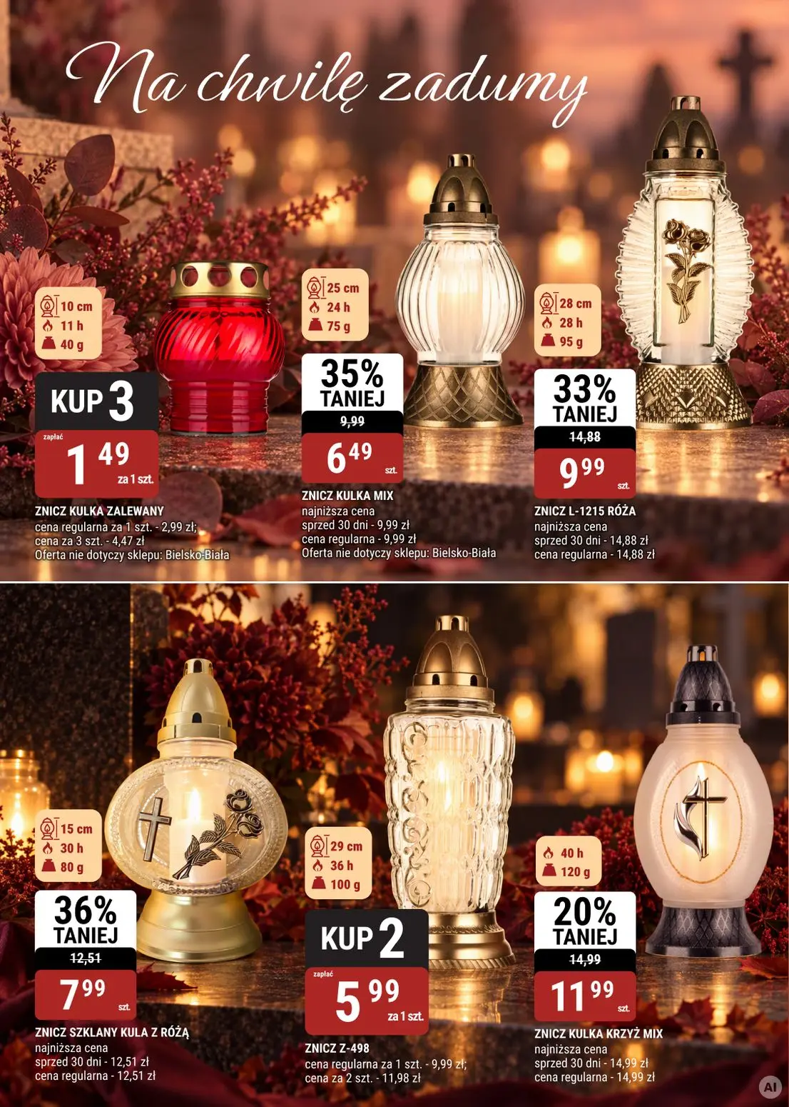 gazetka promocyjna bi1 Bielsko-Biała, Czeladź, Ełk, Legnica, Rzeszów, Szczecin, Wałbrzych - katalog zniczy - Strona 2