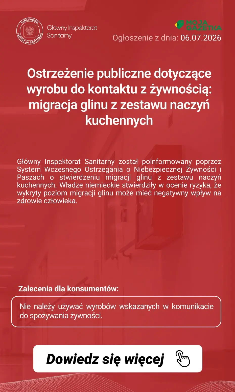 gazetka promocyjna Ostrzeżenia i alerty Ostrzeżenie publiczne dotyczące wyrobu do kontaktu z żywnością: migracja glinu z zestawu naczyń kuchennych - Strona 2