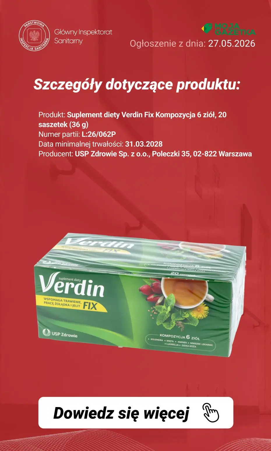 gazetka promocyjna Ostrzeżenia i alerty Ostrzeżenie publiczne dotyczące żywności: wykrycie obecności bakterii Salmonella spp. w jednej partii suplementu diety - Strona 3