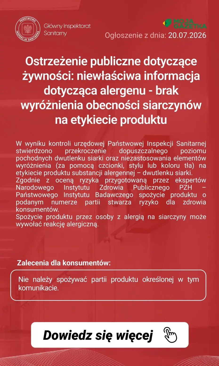 gazetka promocyjna Ostrzeżenia i alerty Ostrzeżenie publiczne dotyczące żywności: niewłaściwa informacja dotycząca alergenu - brak wyróżnienia obecności siarczynów na etykiecie produktu - Strona 2