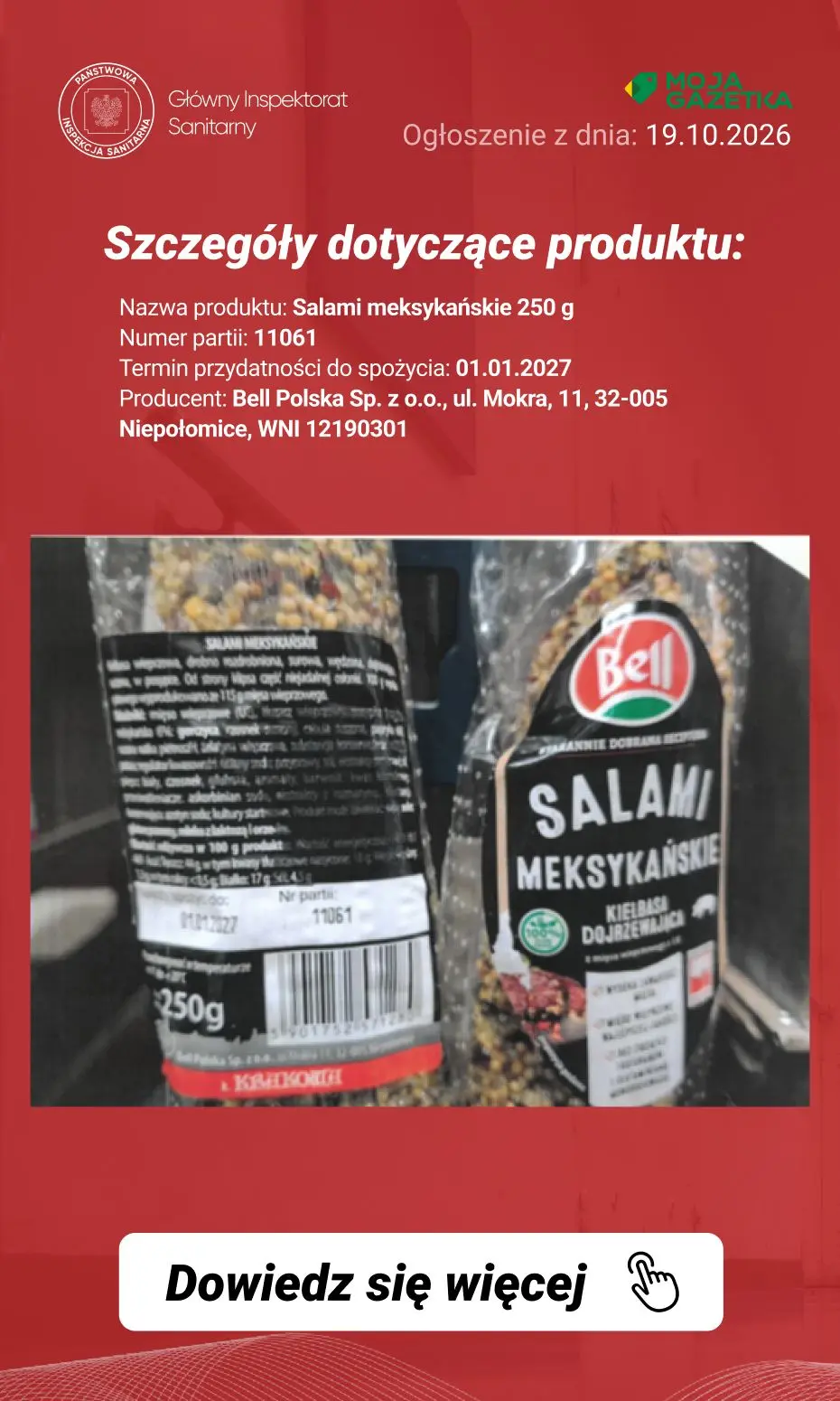 gazetka promocyjna Ostrzeżenia i alerty Ostrzeżenie publiczne dotyczące żywności: wykrycie obecności bakterii Listeria monocytogenes w jednej partii salami - Strona 5